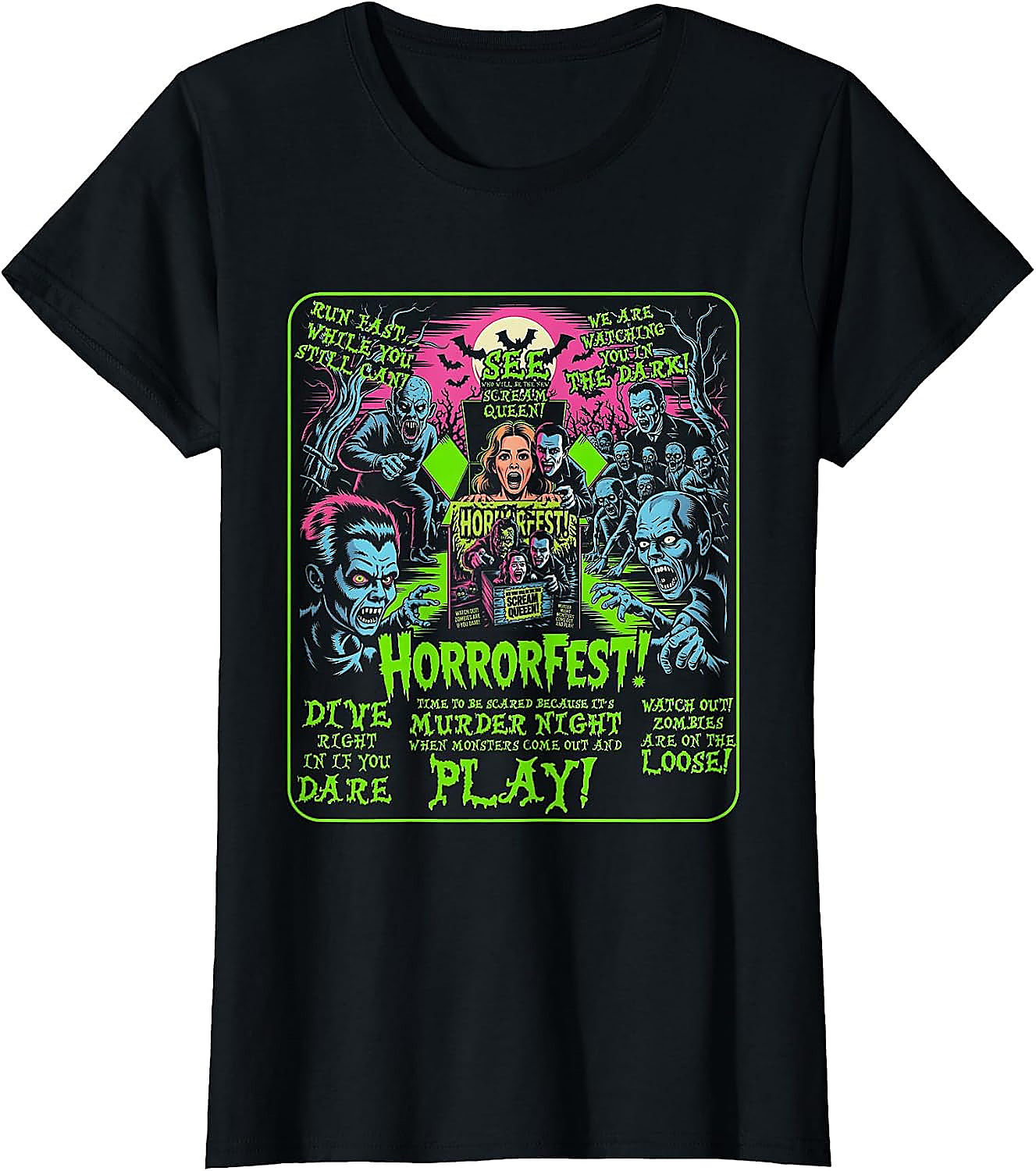 Vintage Horrorfest Poster T-Shirt | Retro Halloween Tee