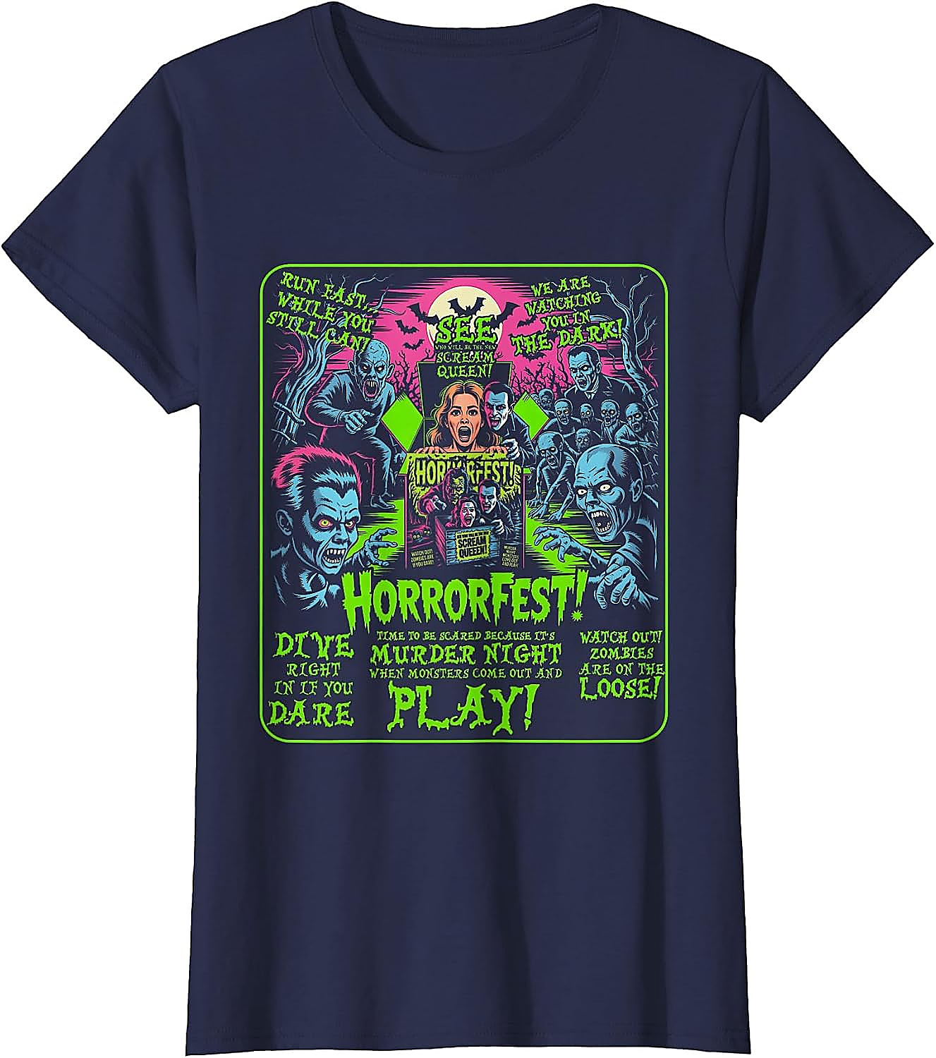 Vintage Horrorfest Poster T-Shirt | Retro Halloween Tee