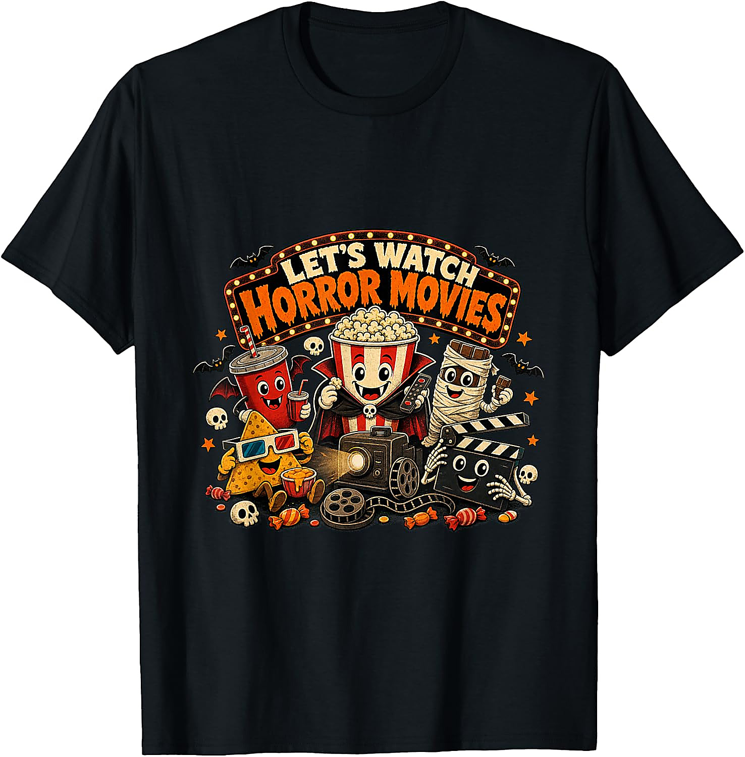 Let's Watch Horror Movies T-Shirt | Funny Halloween Tee