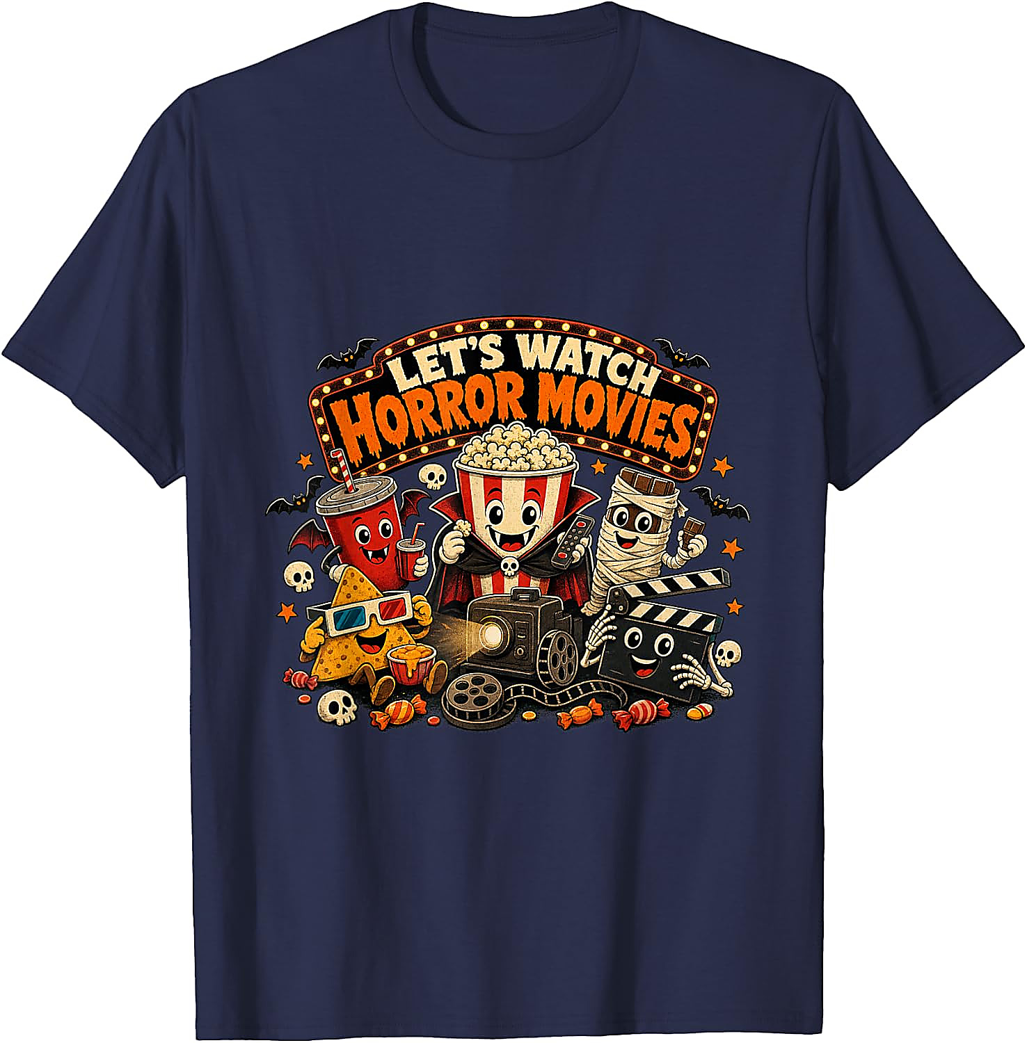 Let's Watch Horror Movies T-Shirt | Funny Halloween Tee