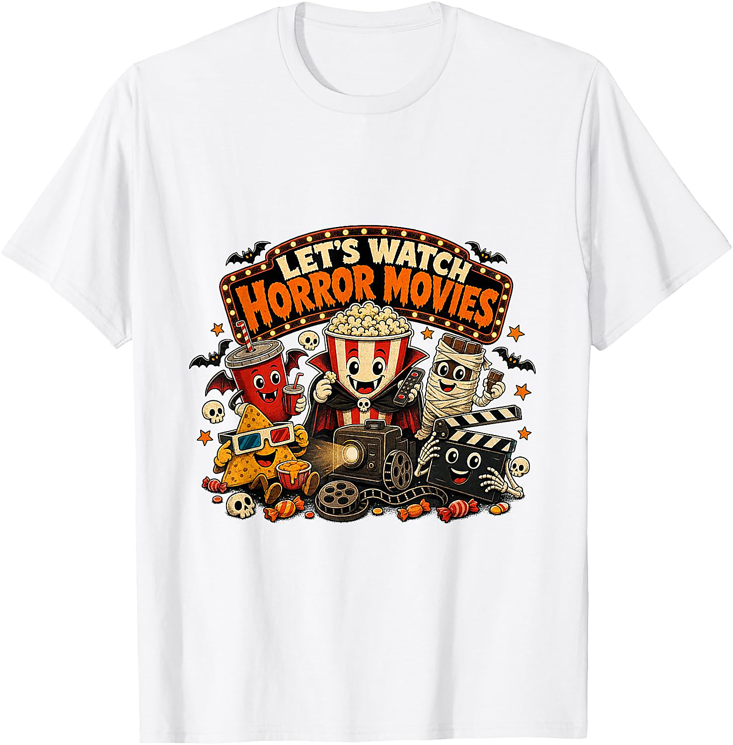 Let's Watch Horror Movies T-Shirt | Funny Halloween Tee