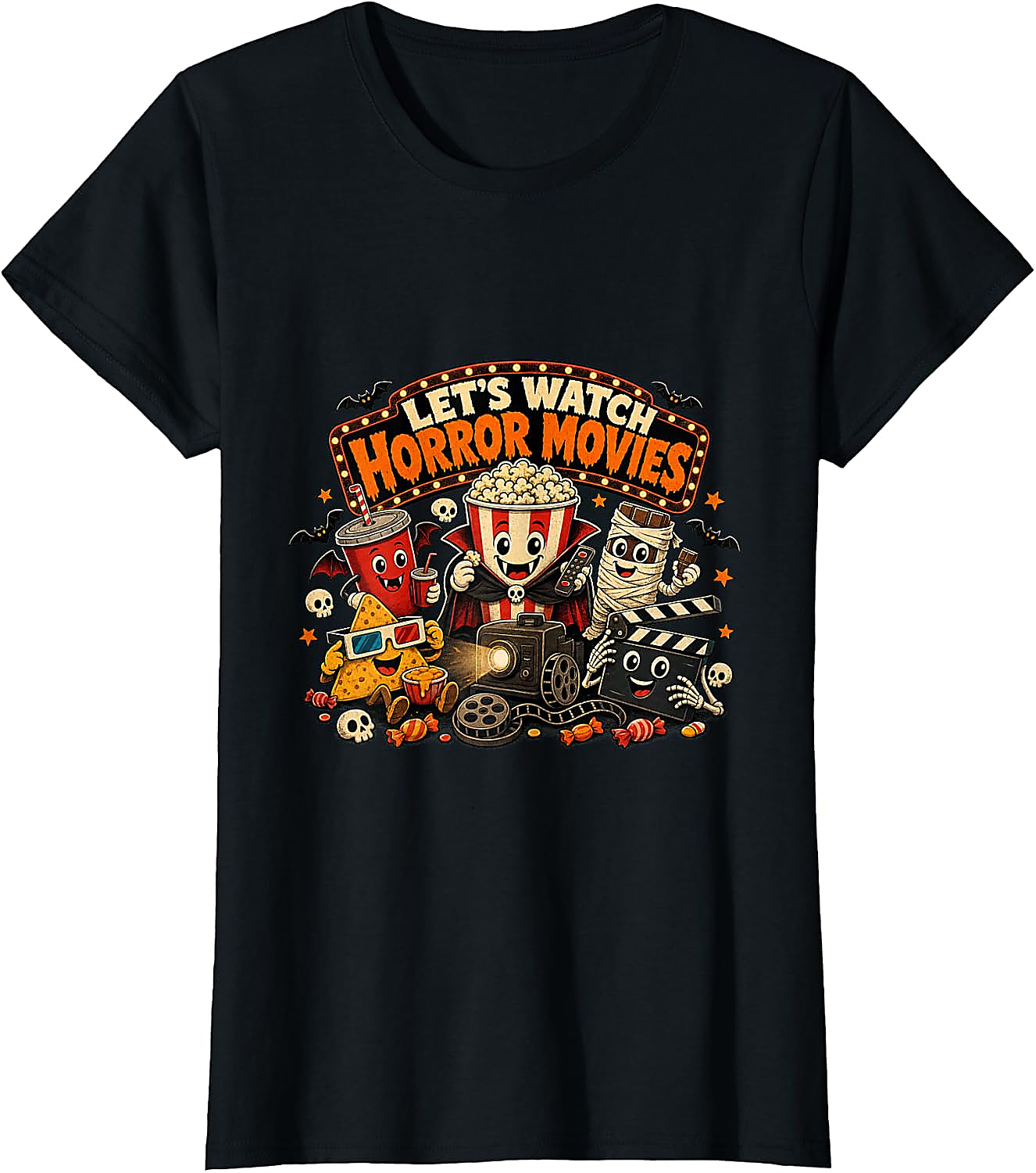Let's Watch Horror Movies T-Shirt | Funny Halloween Tee
