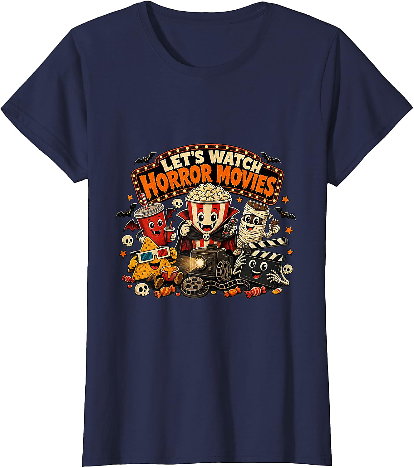 Let's Watch Horror Movies T-Shirt | Funny Halloween Tee