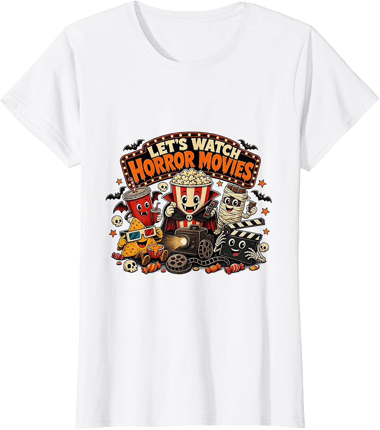 Let's Watch Horror Movies T-Shirt | Funny Halloween Tee
