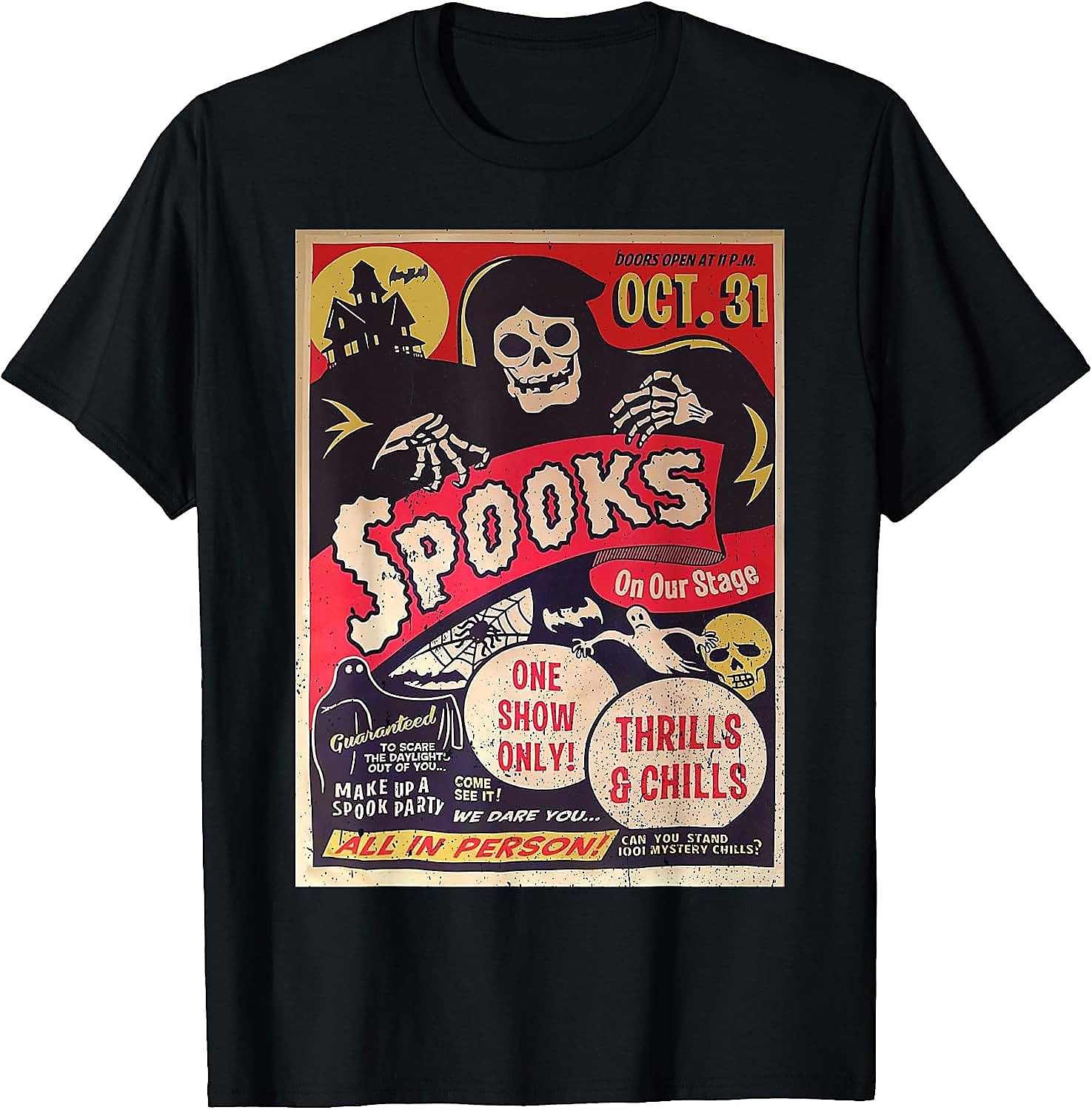 Retro Halloween Horror Movie Poster T-Shirt | Spooky Ghost Tee