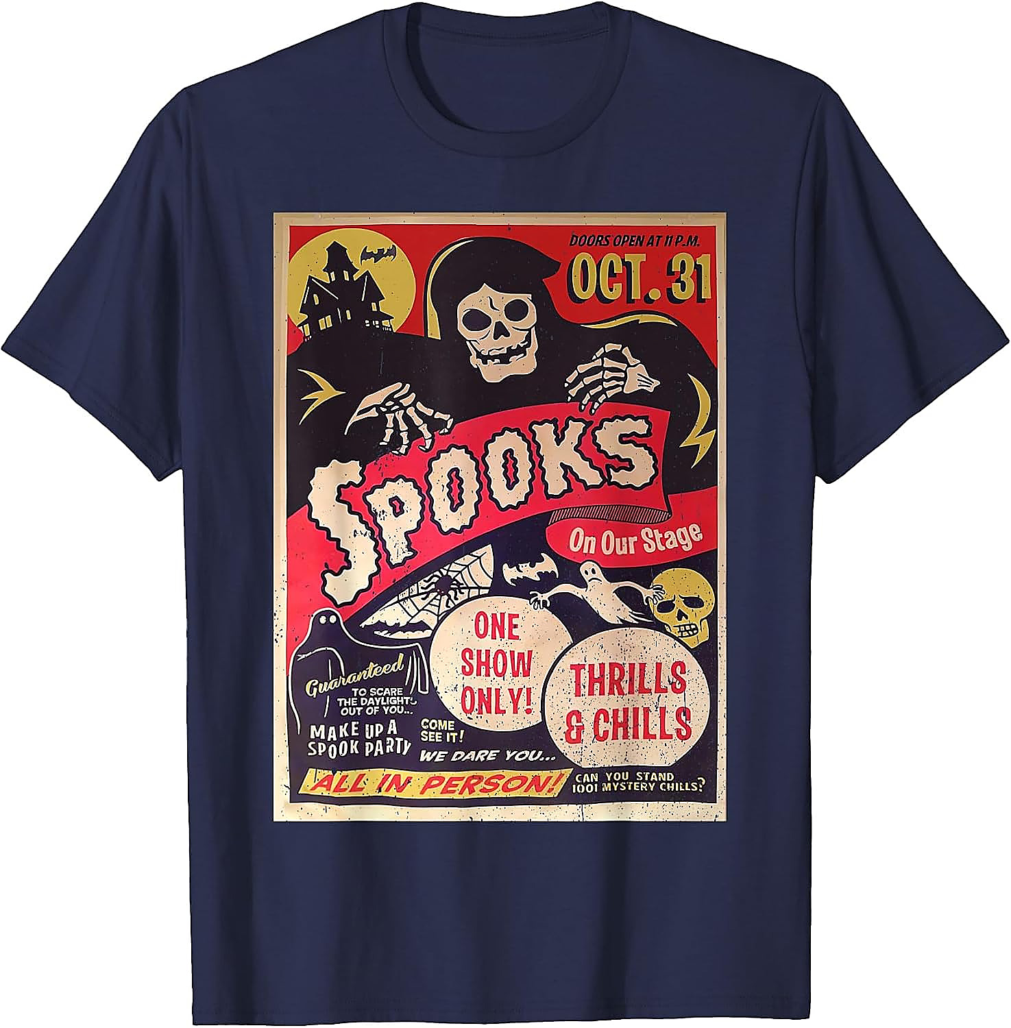 Retro Halloween Horror Movie Poster T-Shirt | Spooky Ghost Tee