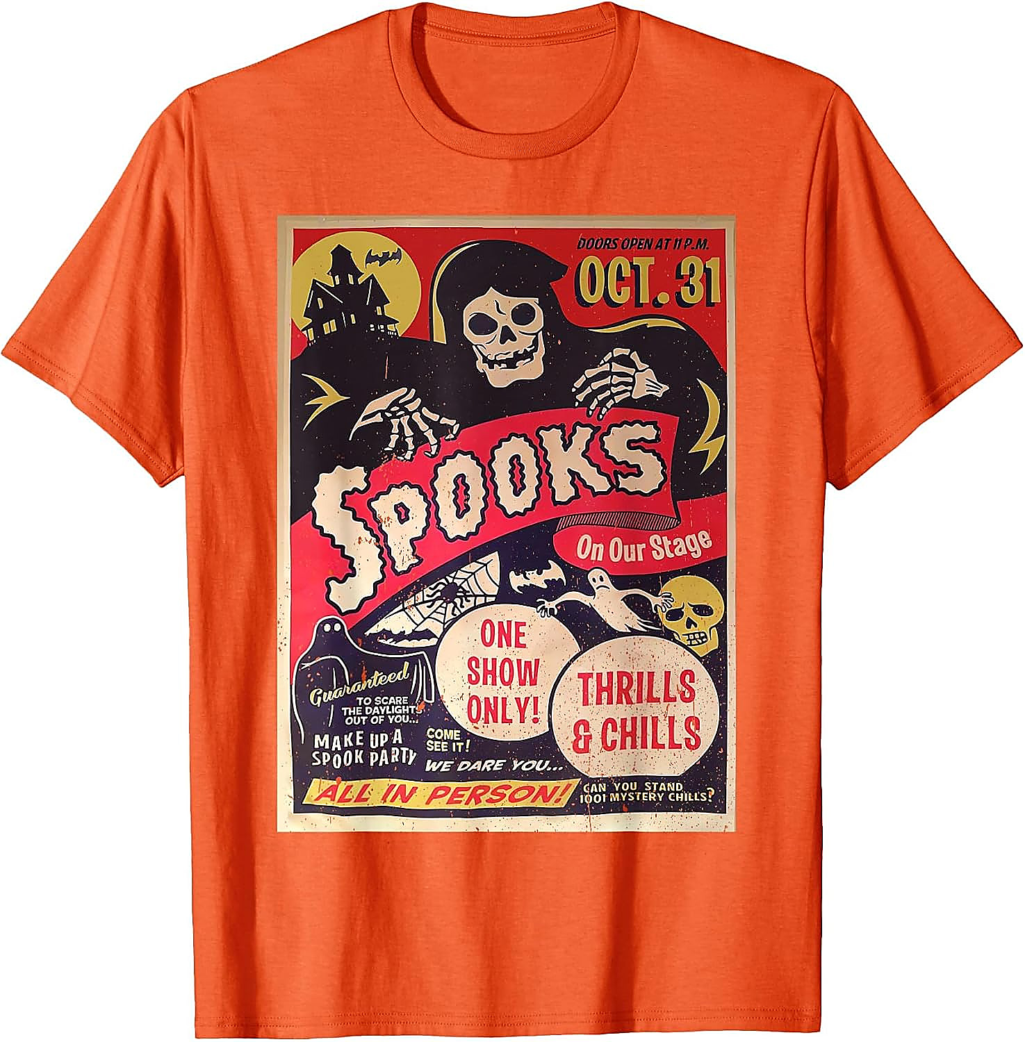 Retro Halloween Horror Movie Poster T-Shirt | Spooky Ghost Tee