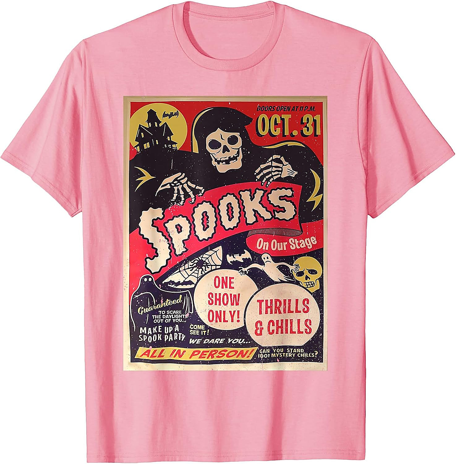 Retro Halloween Horror Movie Poster T-Shirt | Spooky Ghost Tee