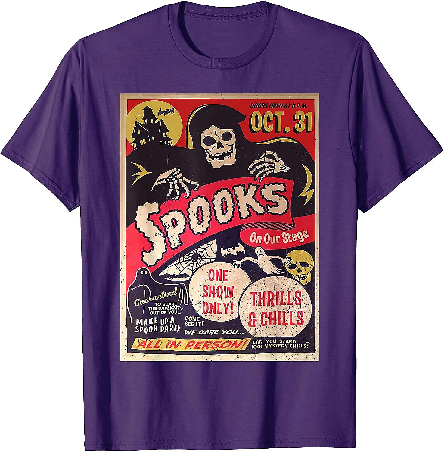 Retro Halloween Horror Movie Poster T-Shirt | Spooky Ghost Tee