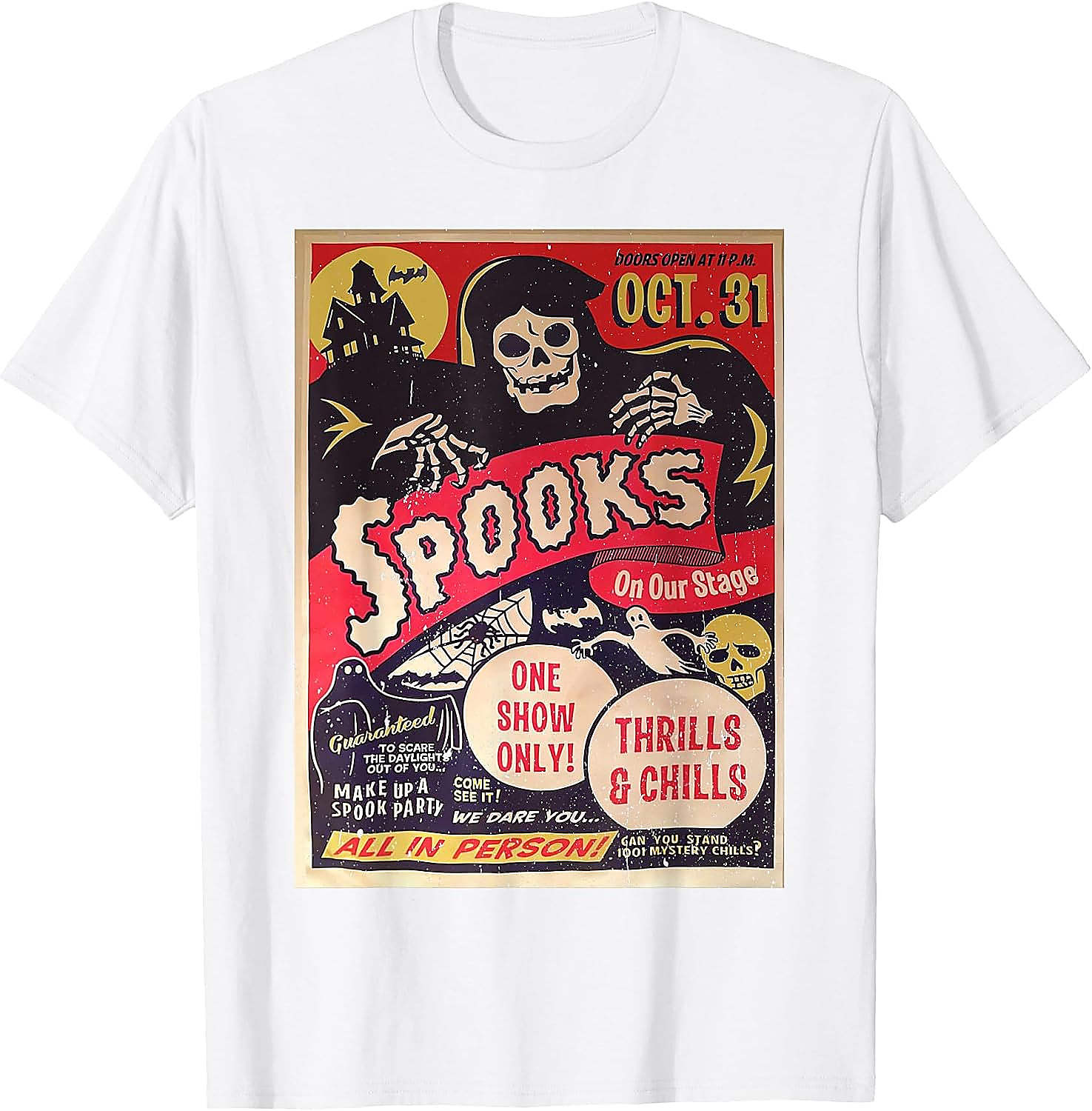 Retro Halloween Horror Movie Poster T-Shirt | Spooky Ghost Tee