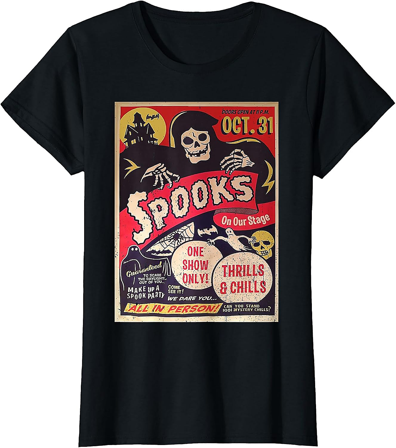 Retro Halloween Horror Movie Poster T-Shirt | Spooky Ghost Tee