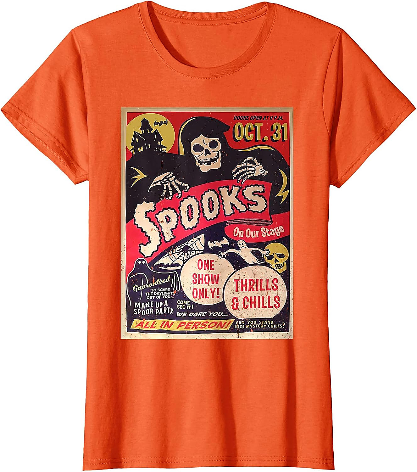 Retro Halloween Horror Movie Poster T-Shirt | Spooky Ghost Tee