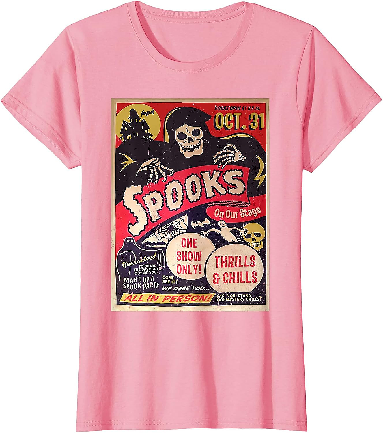 Retro Halloween Horror Movie Poster T-Shirt | Spooky Ghost Tee