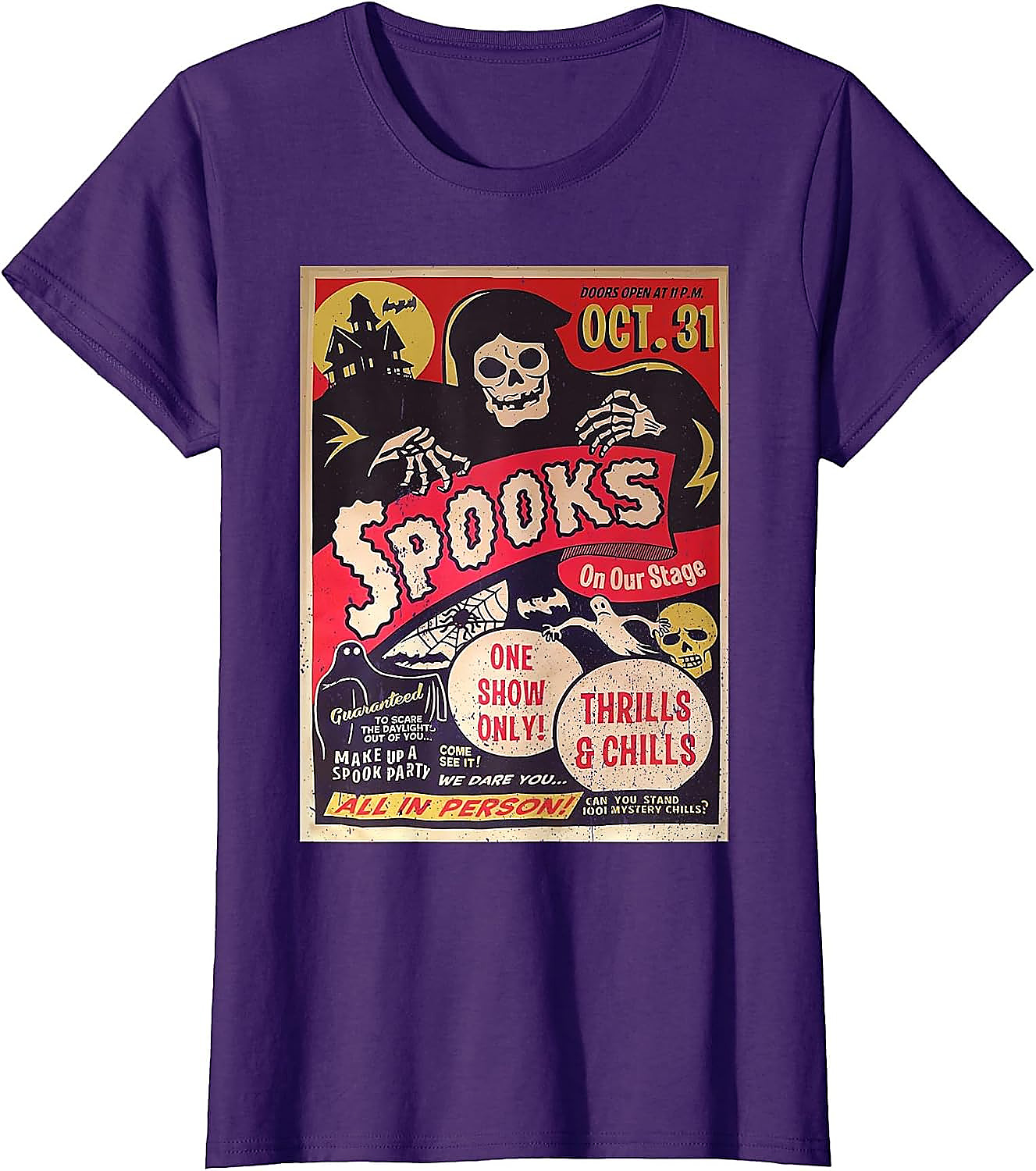 Retro Halloween Horror Movie Poster T-Shirt | Spooky Ghost Tee