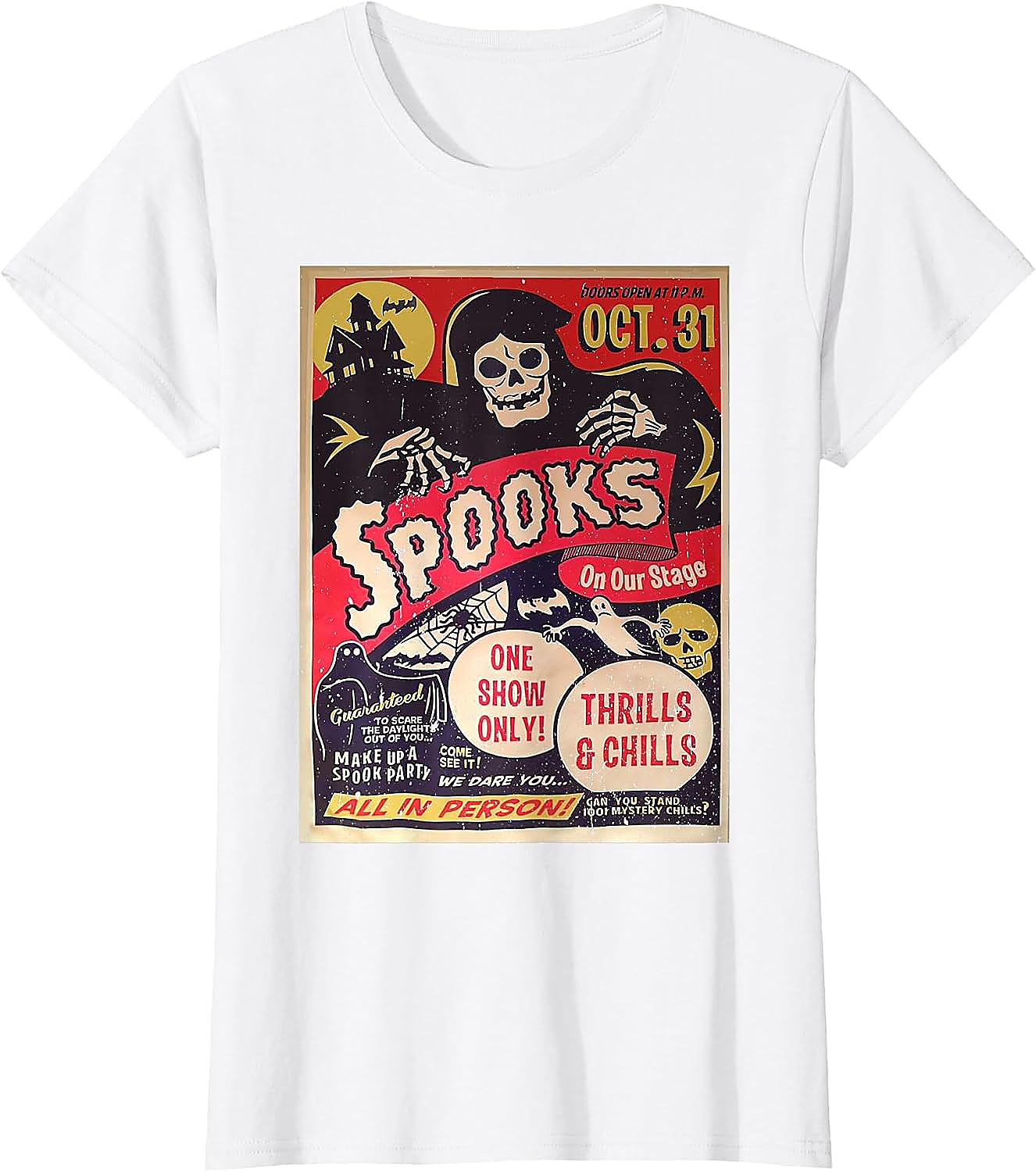 Retro Halloween Horror Movie Poster T-Shirt | Spooky Ghost Tee