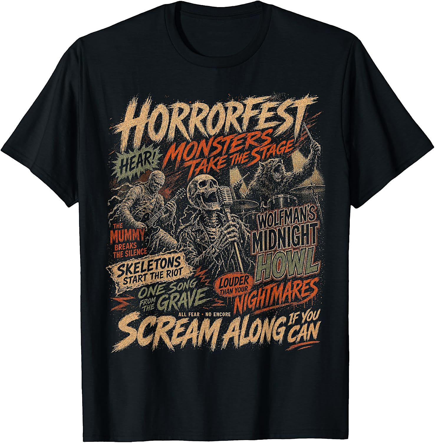 Vintage Horror Movie Monsters T-Shirt | Halloween Tee