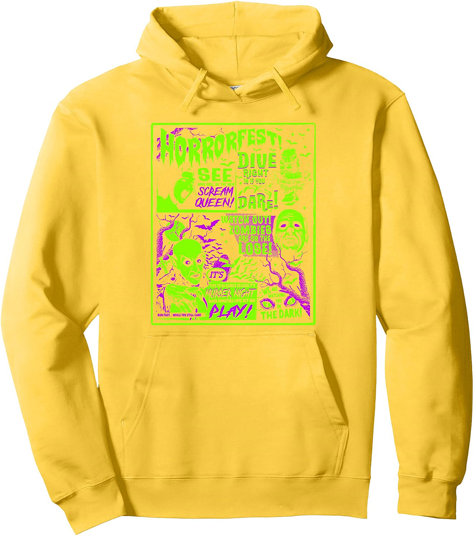 Vintage Horrorfest Pullover Hoodie - Retro Horror Movie Poster