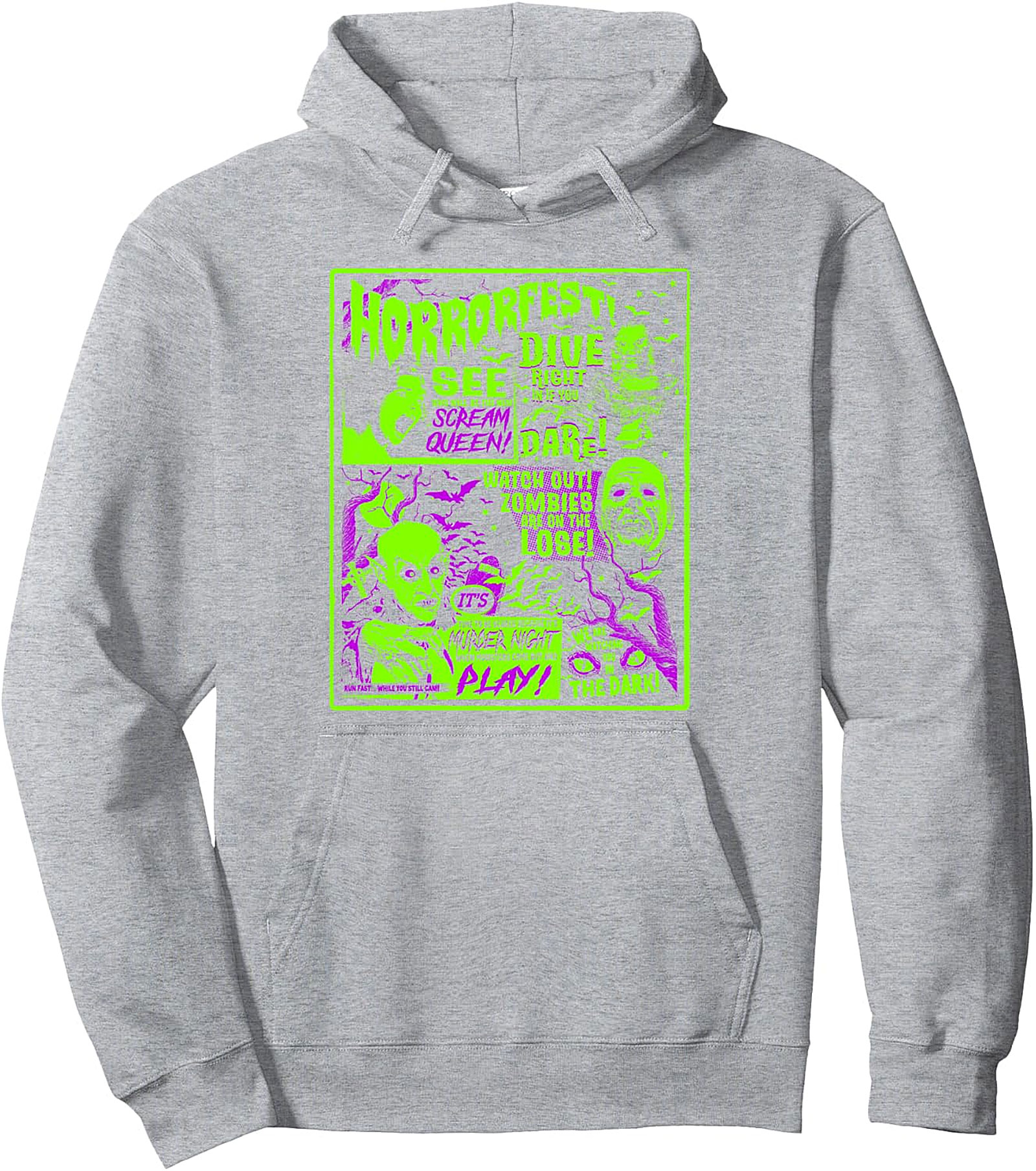 Vintage Horrorfest Pullover Hoodie - Retro Horror Movie Poster