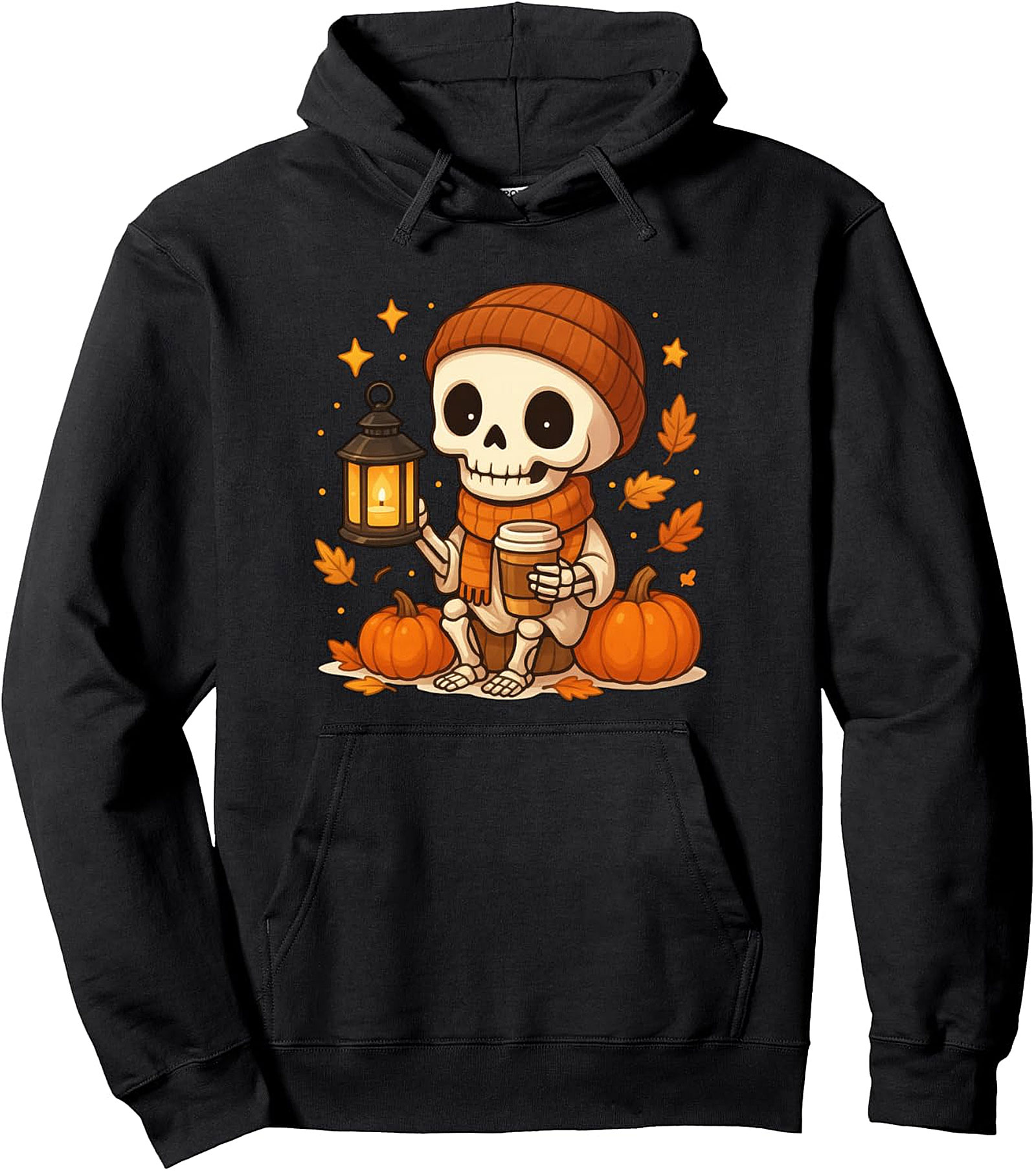 Cute Skeleton Coffee Pullover Hoodie - Autumn Fall Spooky