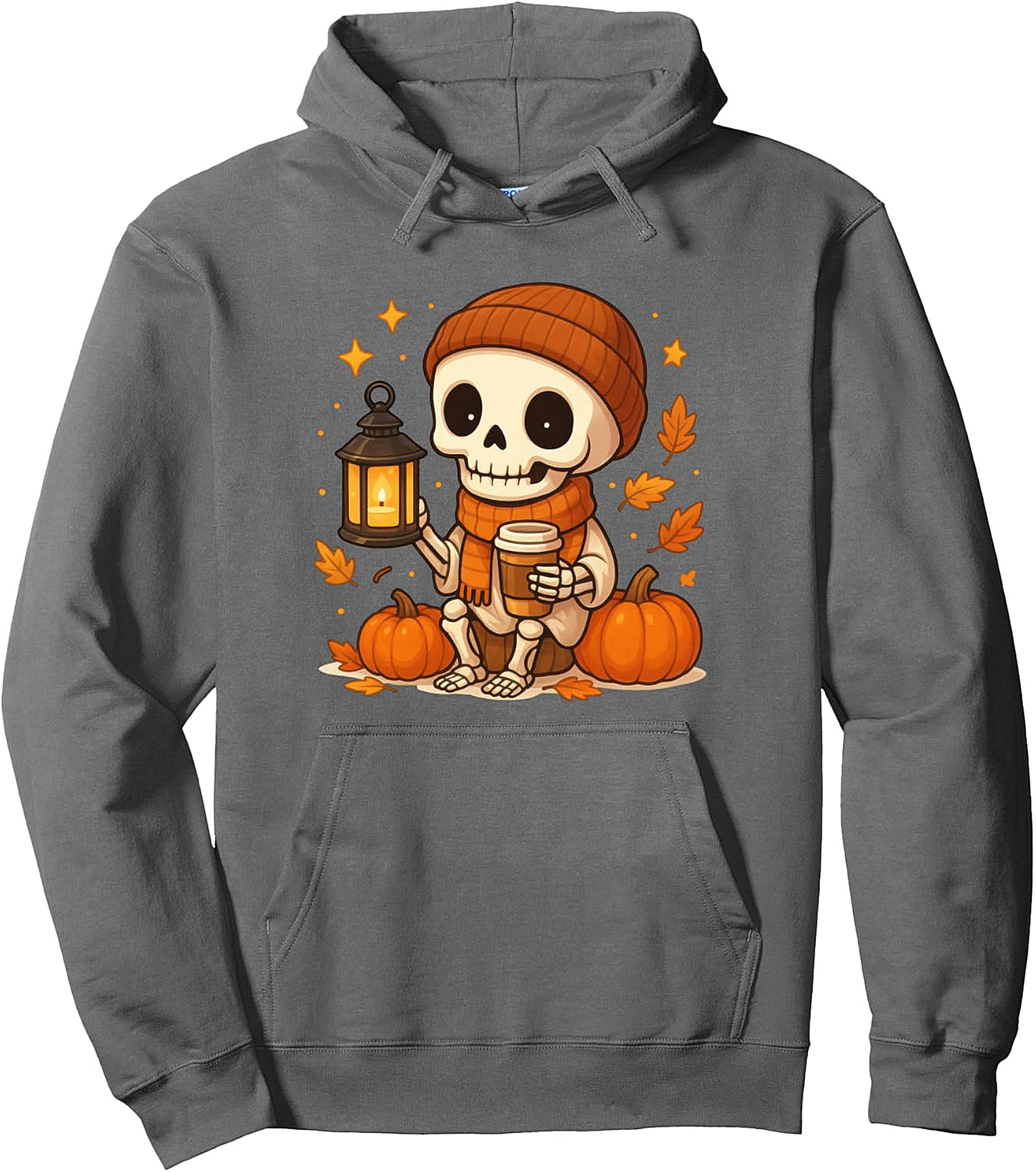Cute Skeleton Coffee Pullover Hoodie - Autumn Fall Spooky