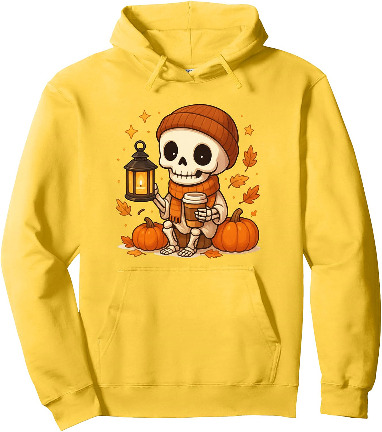 Cute Skeleton Coffee Pullover Hoodie - Autumn Fall Spooky
