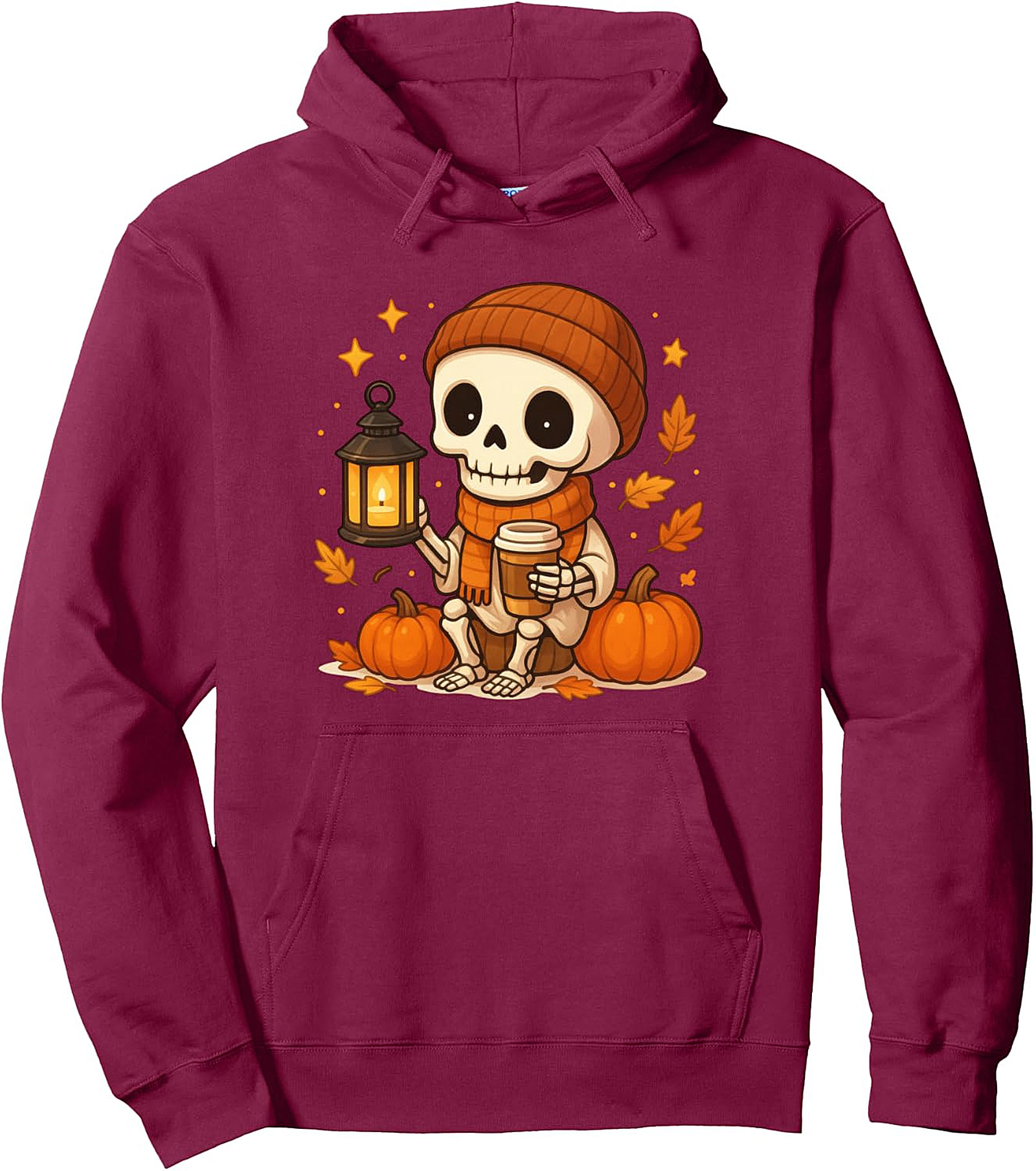 Cute Skeleton Coffee Pullover Hoodie - Autumn Fall Spooky