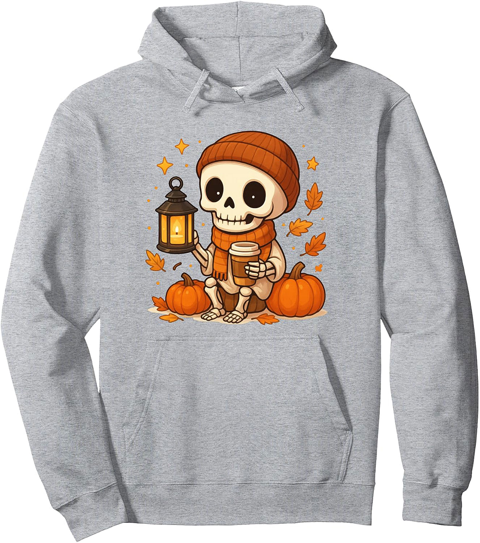 Cute Skeleton Coffee Pullover Hoodie - Autumn Fall Spooky