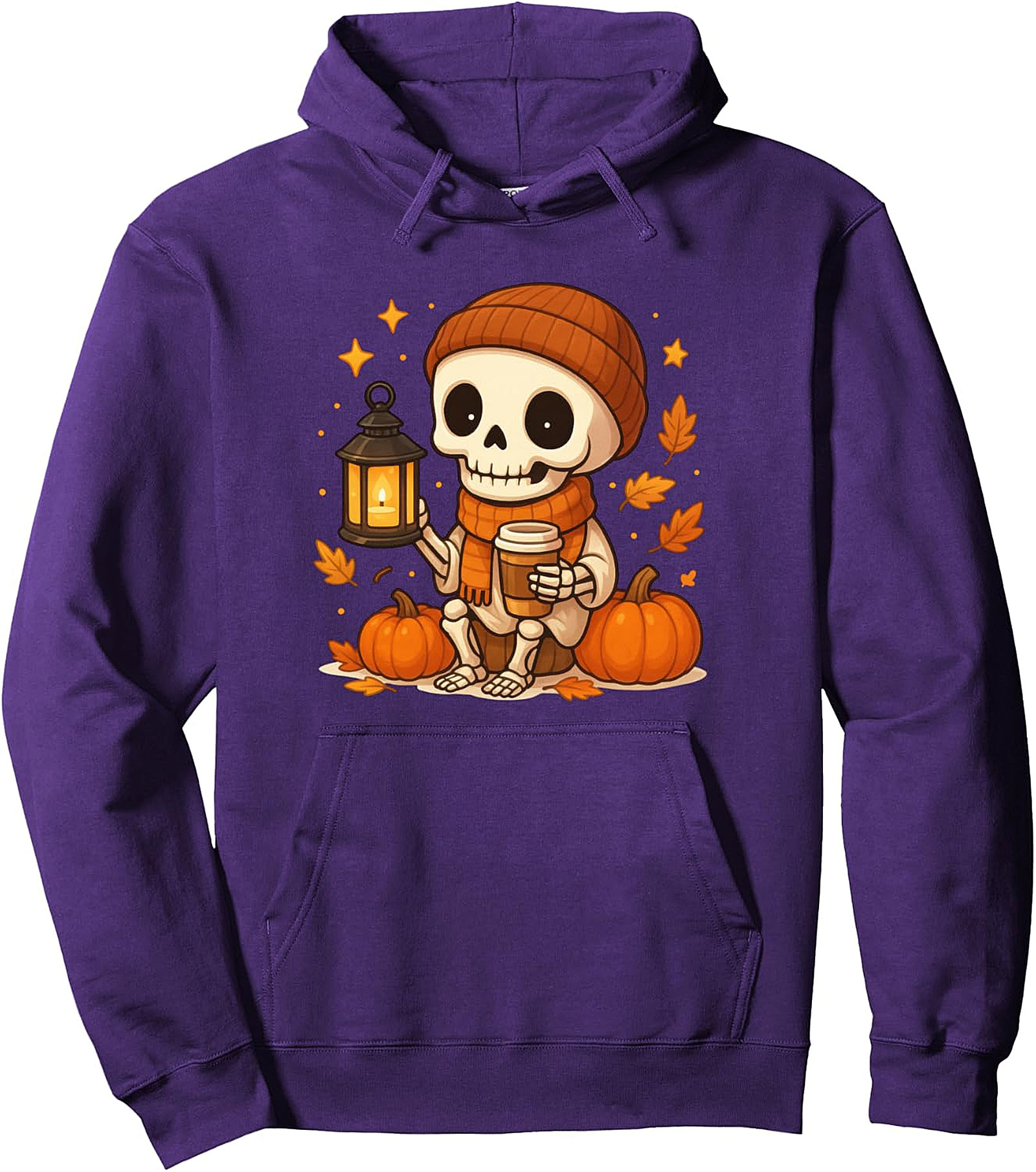 Cute Skeleton Coffee Pullover Hoodie - Autumn Fall Spooky