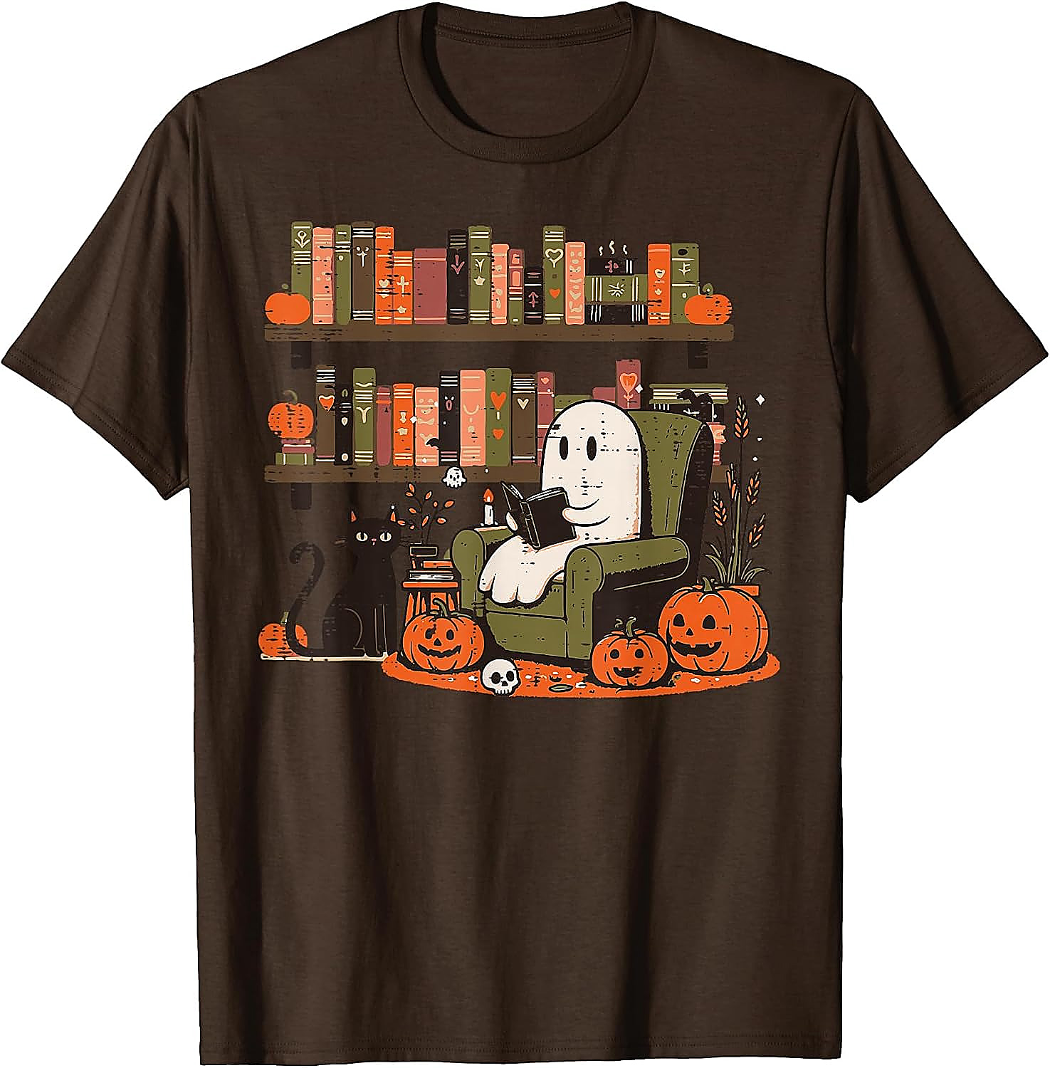 Ghost Library Reading Halloween T-Shirt | Spooky Book Lover Tee