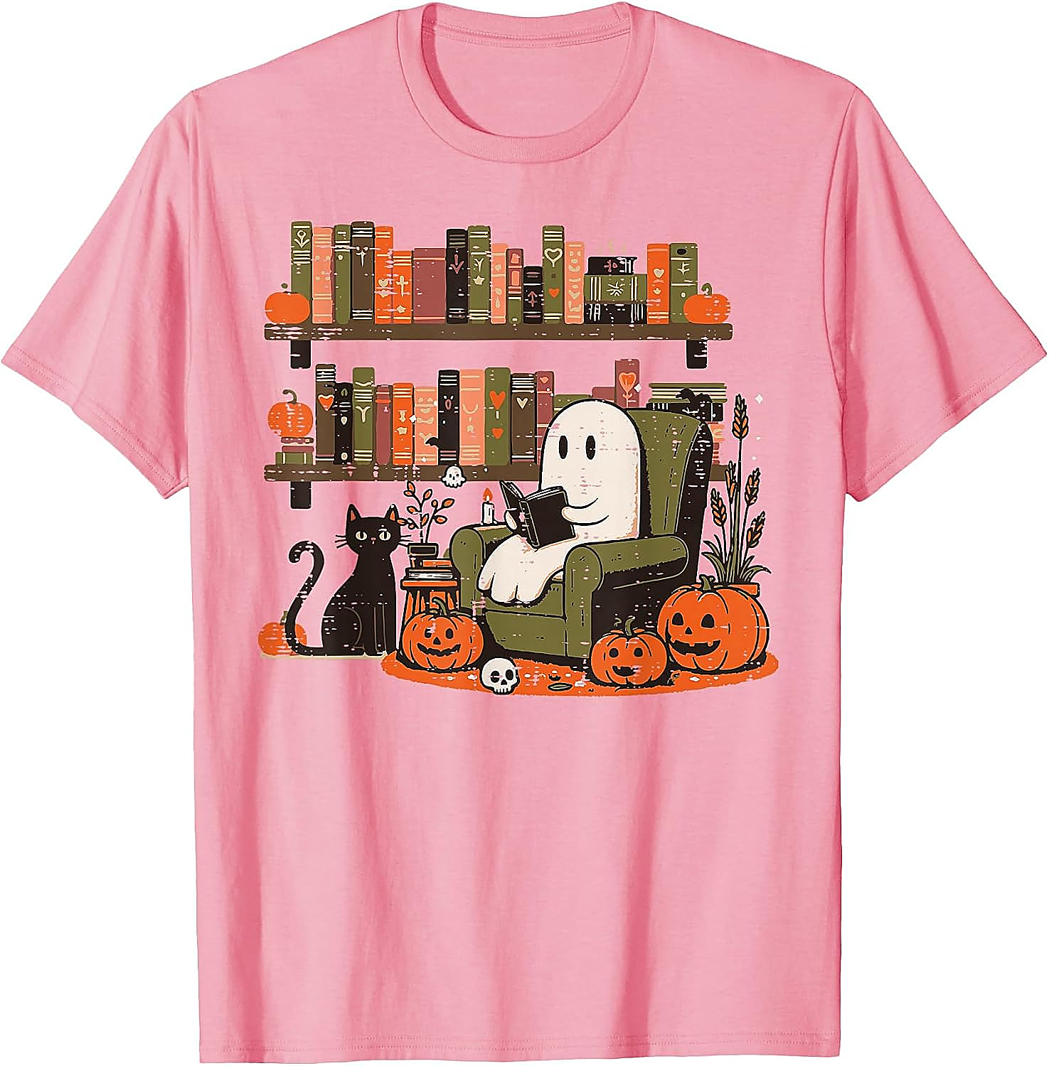 Ghost Library Reading Halloween T-Shirt | Spooky Book Lover Tee