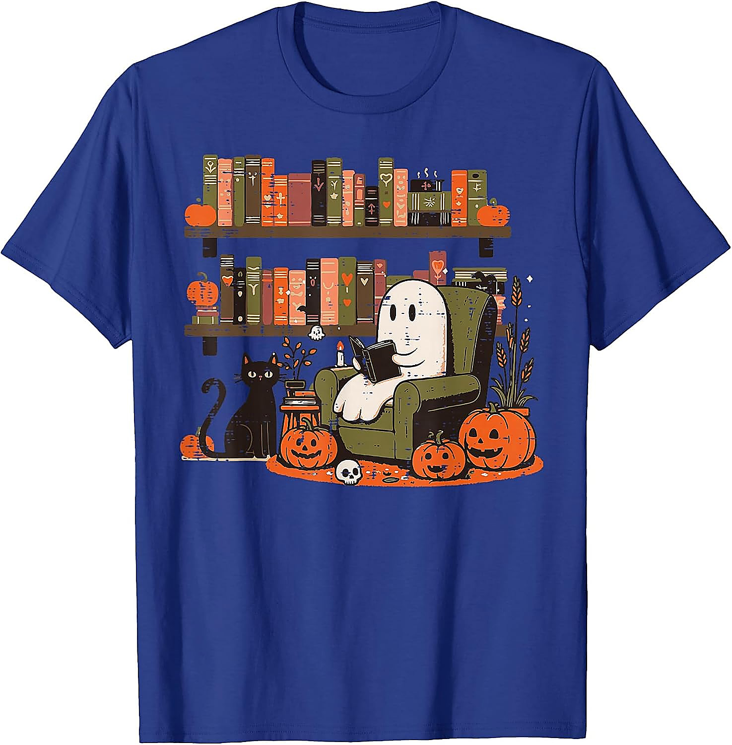 Ghost Library Reading Halloween T-Shirt | Spooky Book Lover Tee