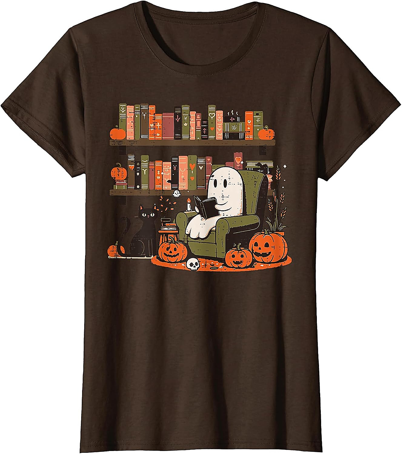 Ghost Library Reading Halloween T-Shirt | Spooky Book Lover Tee