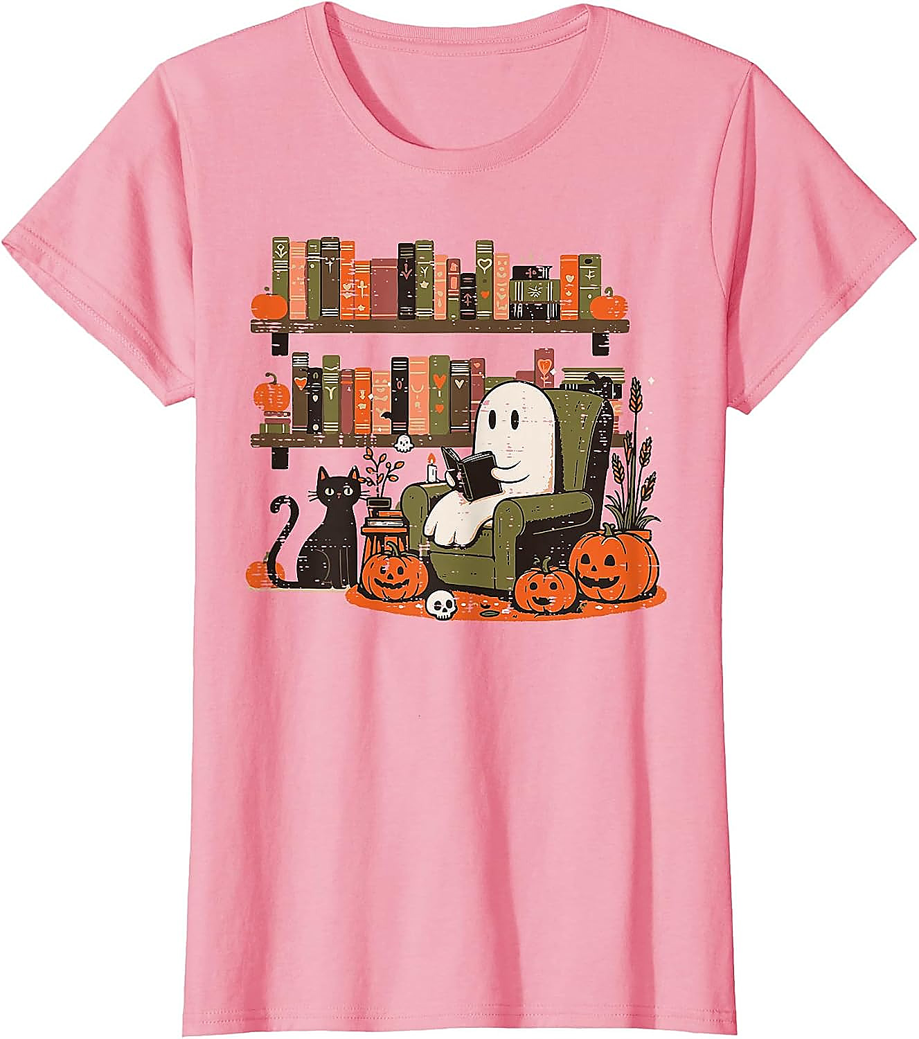 Ghost Library Reading Halloween T-Shirt | Spooky Book Lover Tee