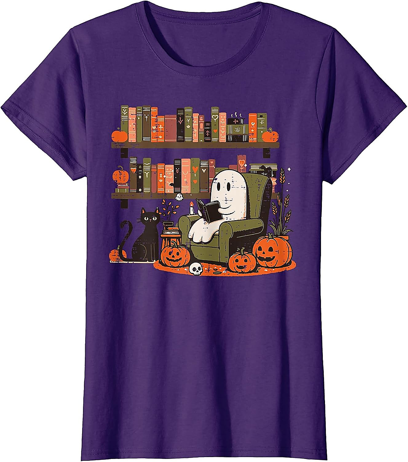 Ghost Library Reading Halloween T-Shirt | Spooky Book Lover Tee