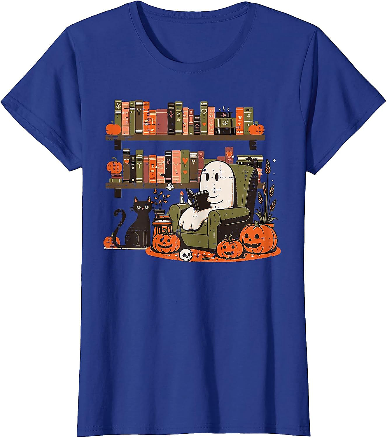 Ghost Library Reading Halloween T-Shirt | Spooky Book Lover Tee