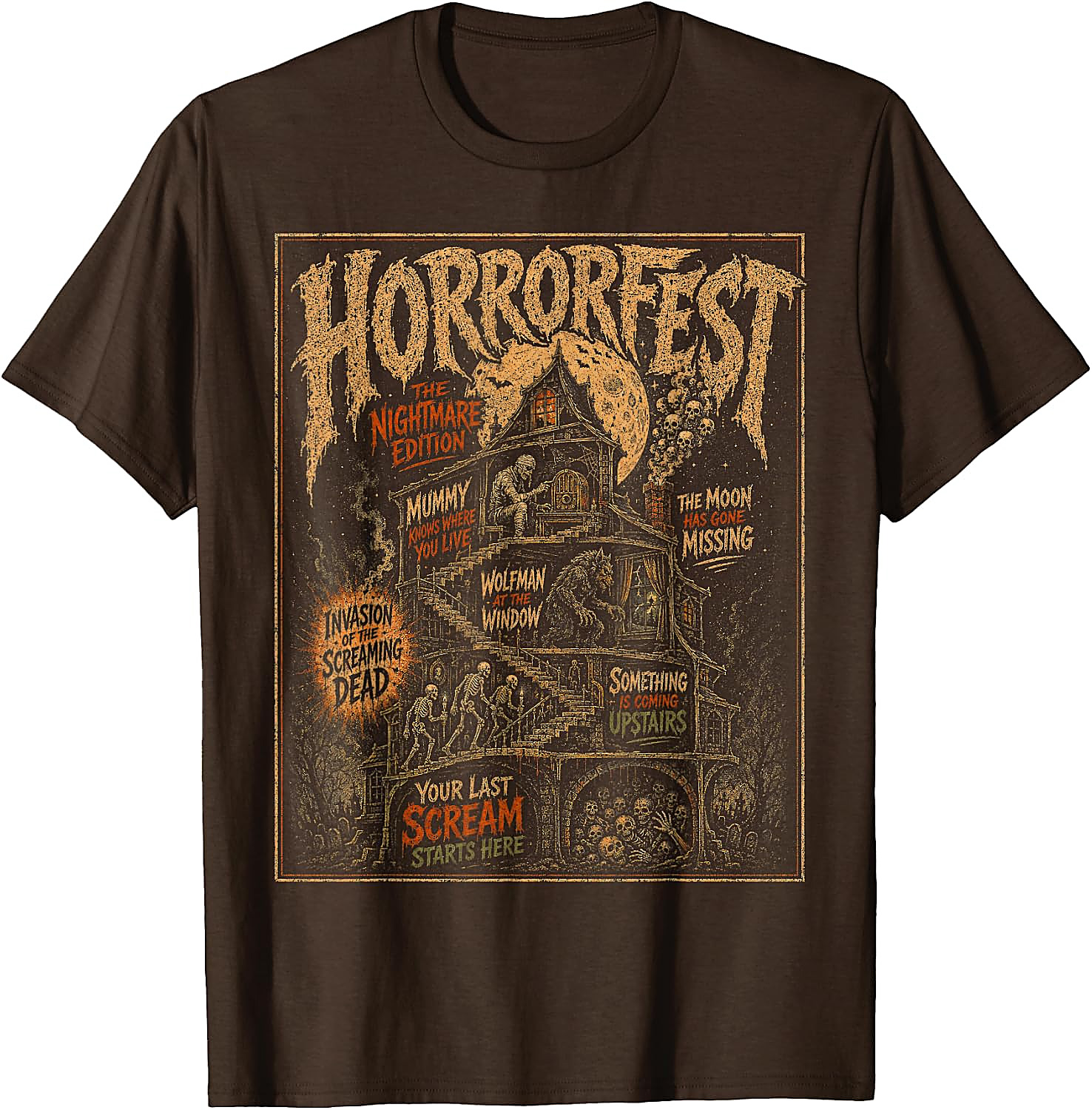 Vintage Horrorfest Movie Poster T-Shirt | Retro Halloween Tee