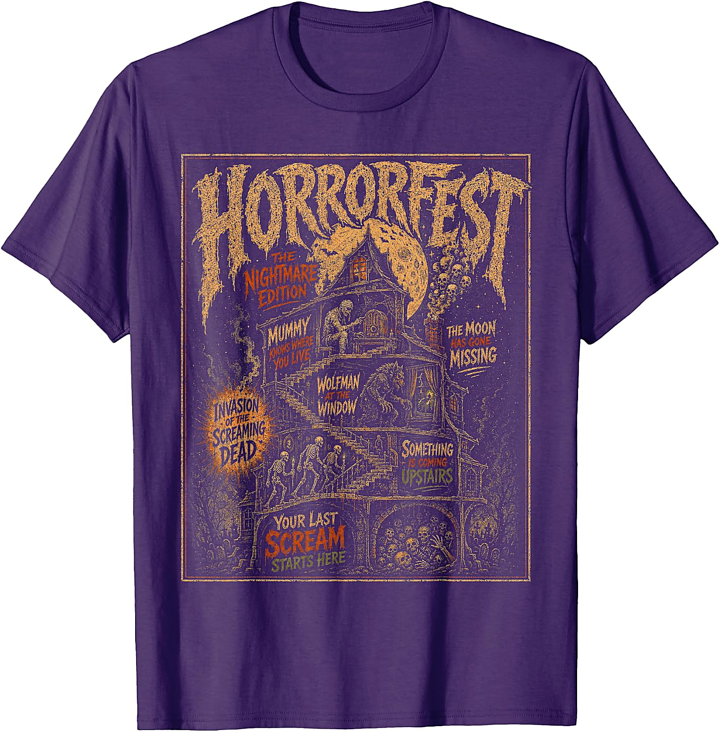 Vintage Horrorfest Movie Poster T-Shirt | Retro Halloween Tee