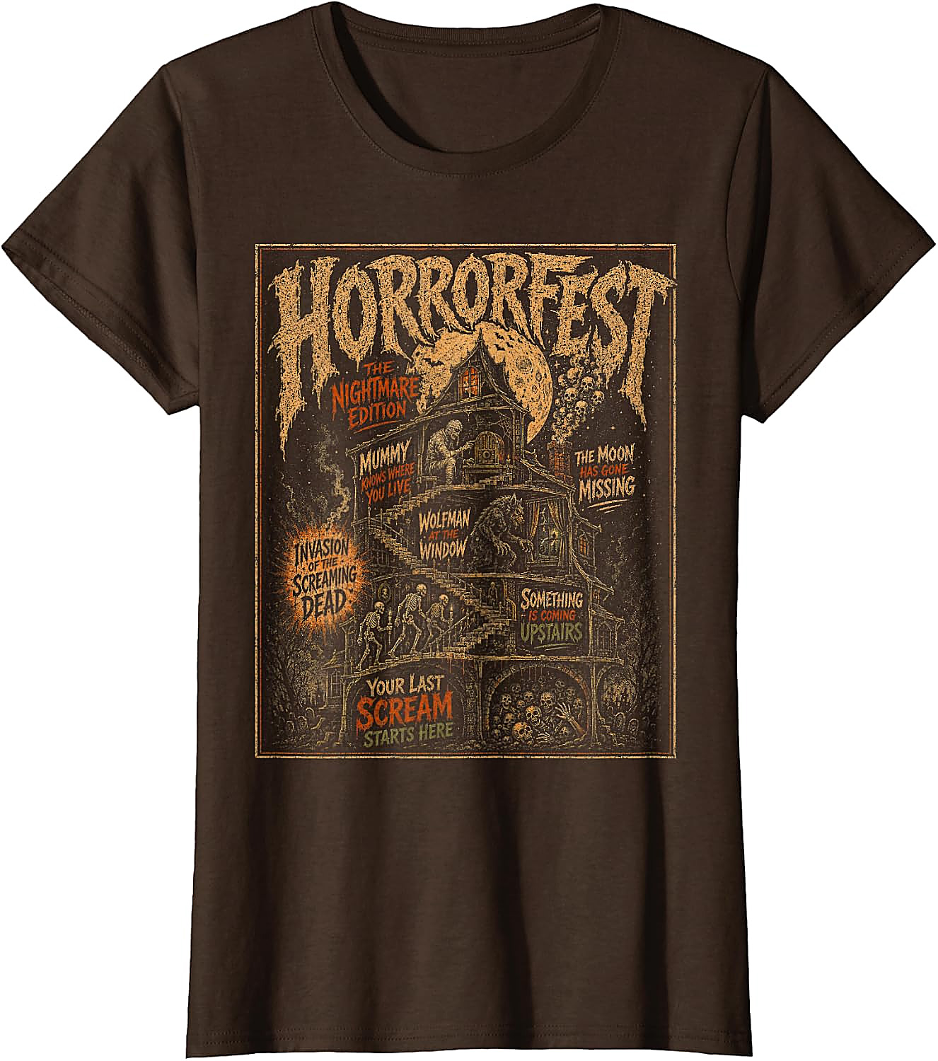 Vintage Horrorfest Movie Poster T-Shirt | Retro Halloween Tee