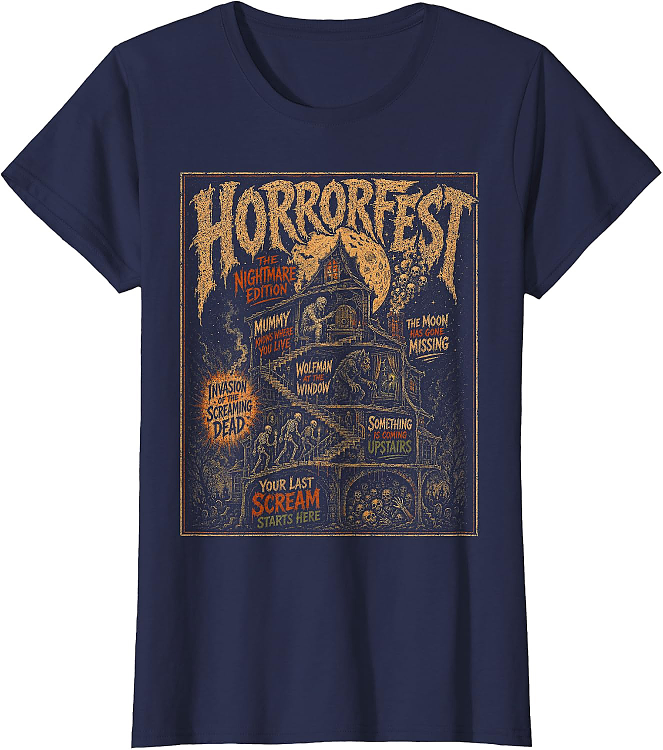 Vintage Horrorfest Movie Poster T-Shirt | Retro Halloween Tee