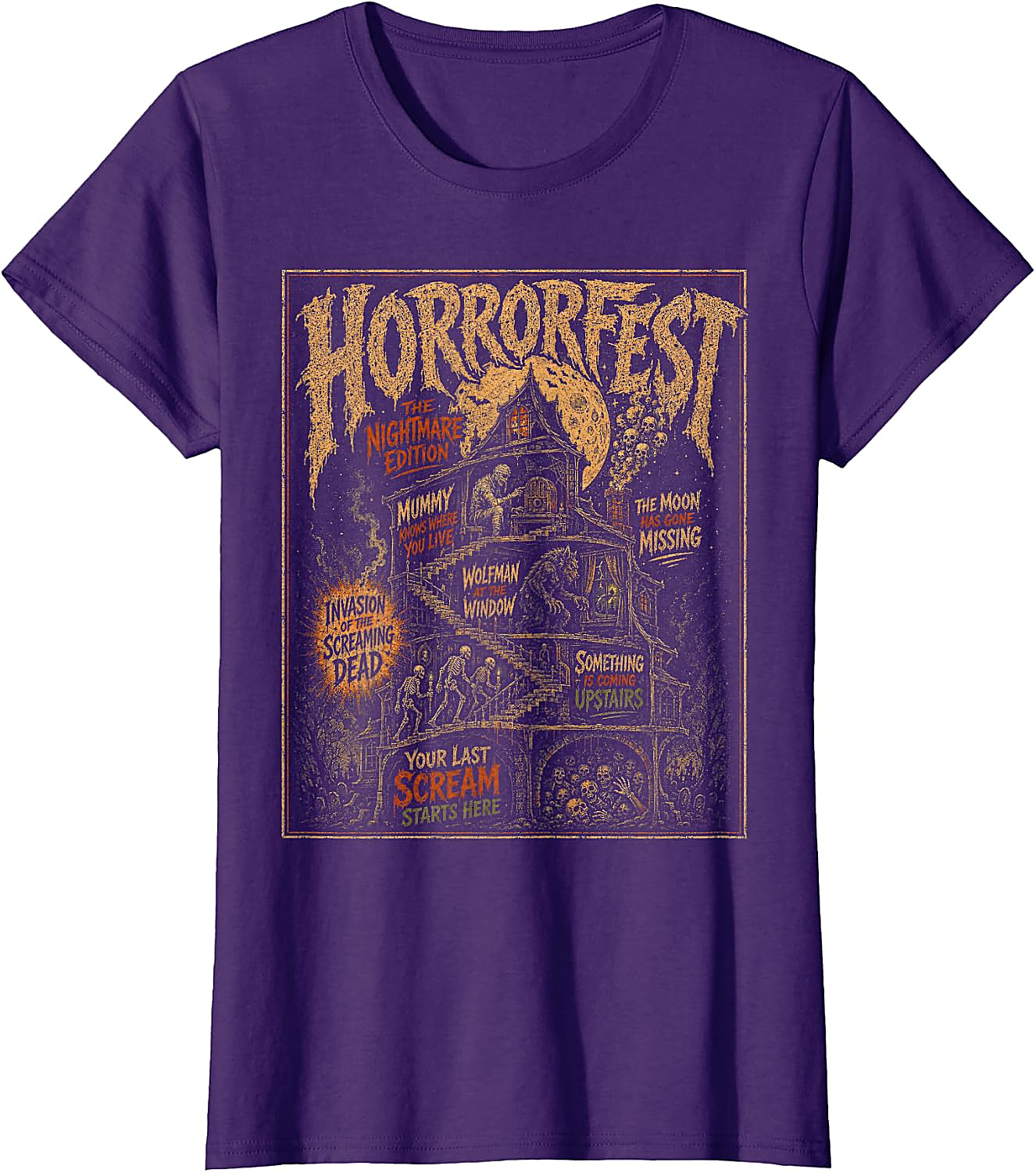 Vintage Horrorfest Movie Poster T-Shirt | Retro Halloween Tee