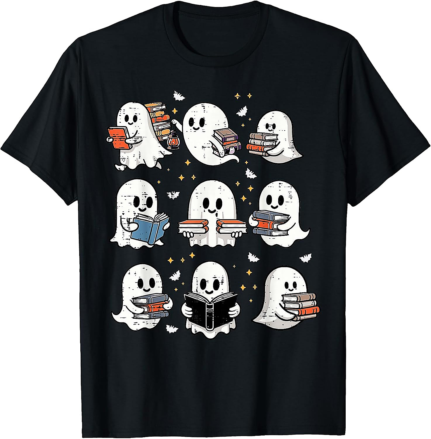 Ghost Reading Books T-Shirt | Halloween Librarian Tee