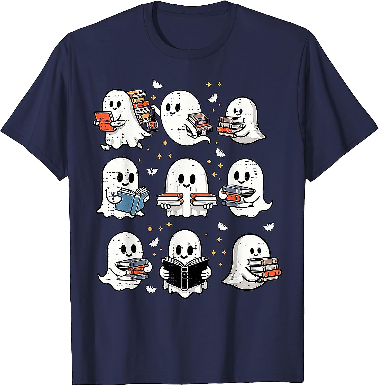Ghost Reading Books T-Shirt | Halloween Librarian Tee