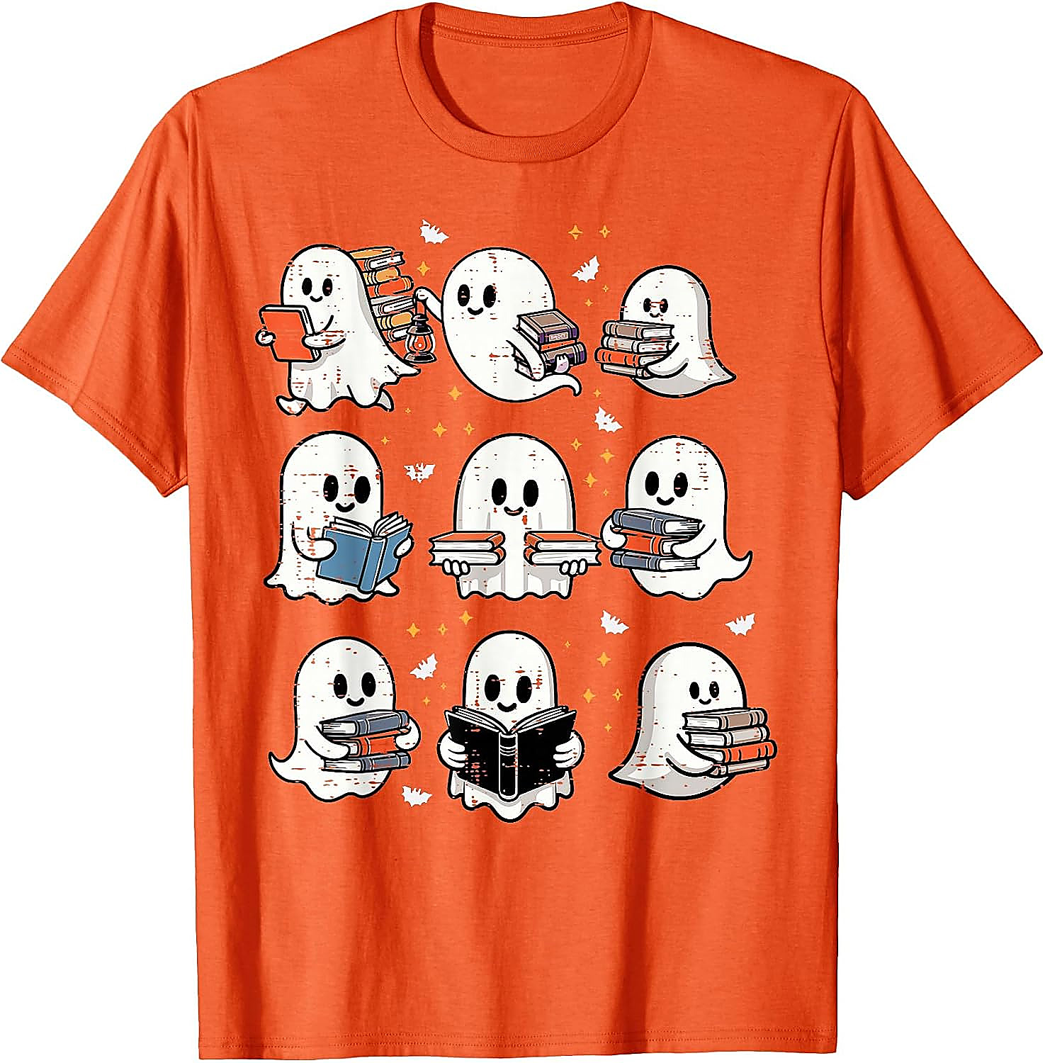 Ghost Reading Books T-Shirt | Halloween Librarian Tee