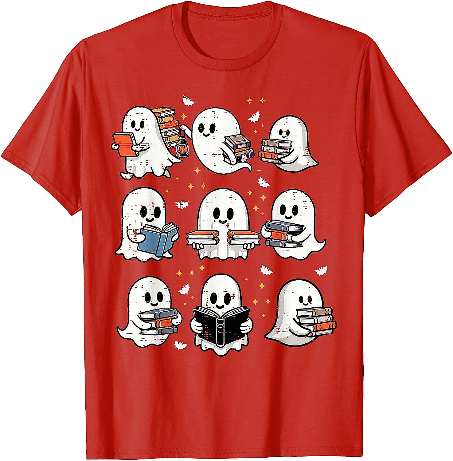 Ghost Reading Books T-Shirt | Halloween Librarian Tee