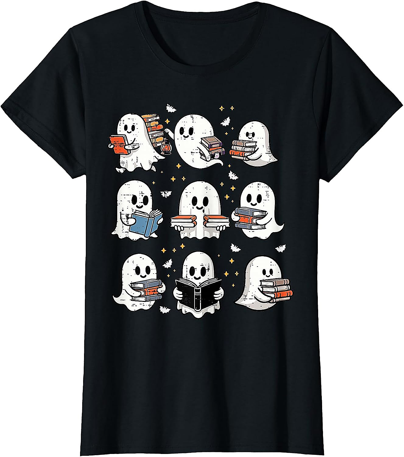 Ghost Reading Books T-Shirt | Halloween Librarian Tee