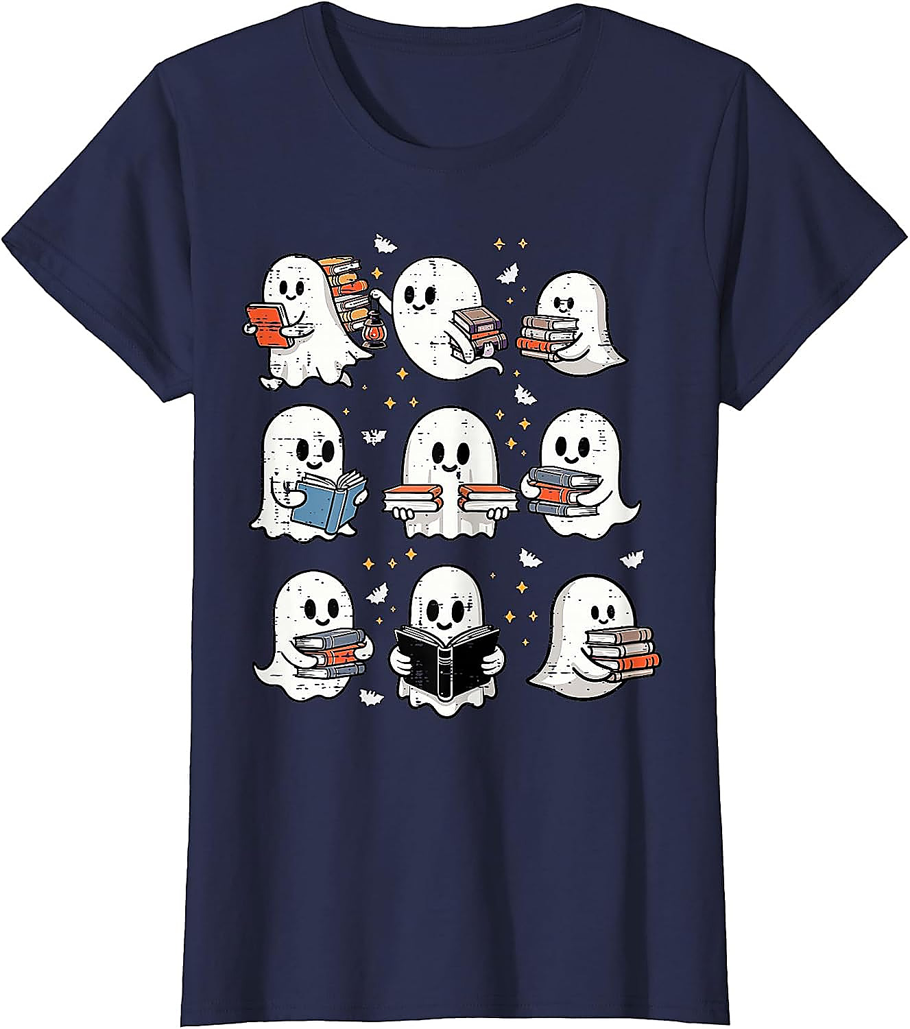 Ghost Reading Books T-Shirt | Halloween Librarian Tee