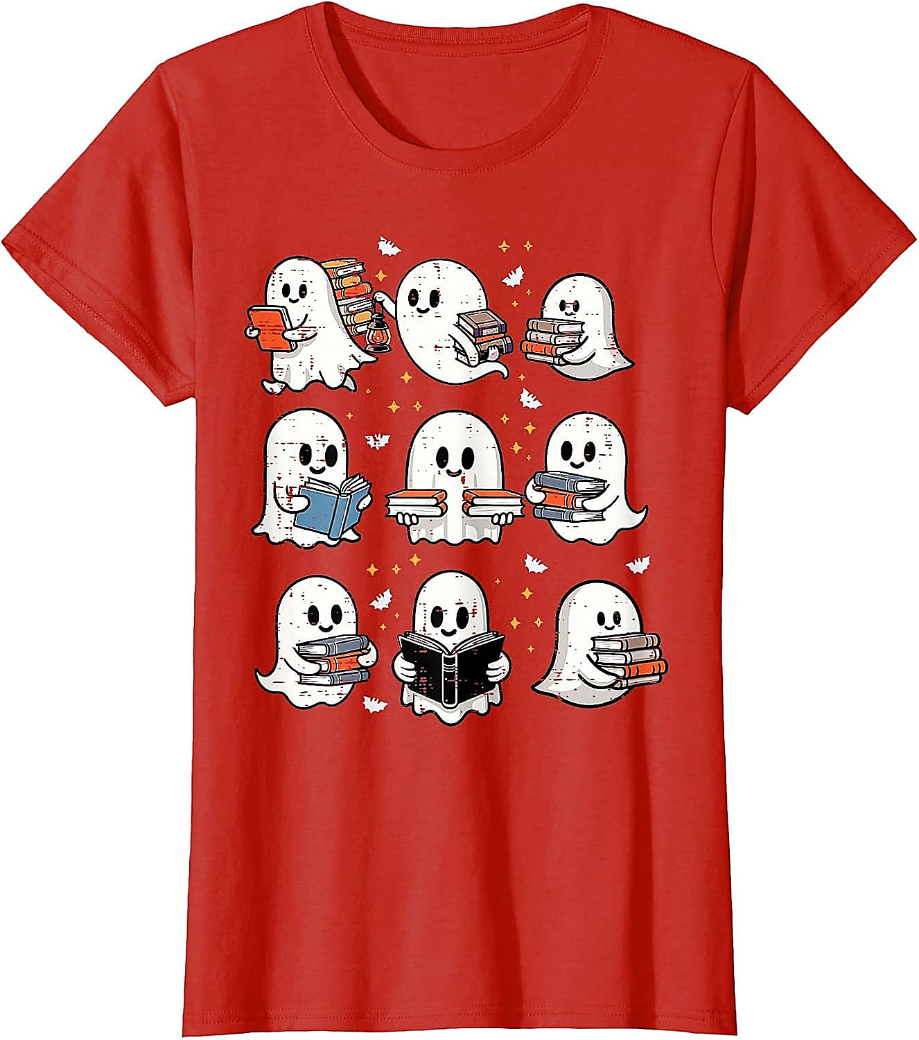 Ghost Reading Books T-Shirt | Halloween Librarian Tee