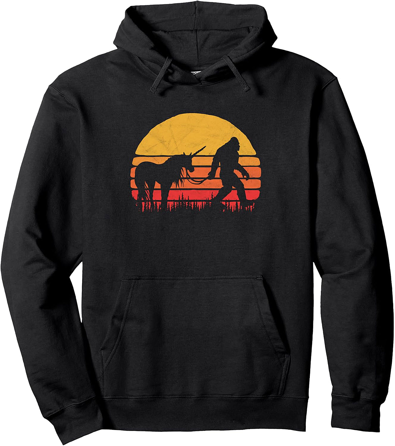 Bigfoot & Unicorn Retro Legends Pullover Hoodie | Funny