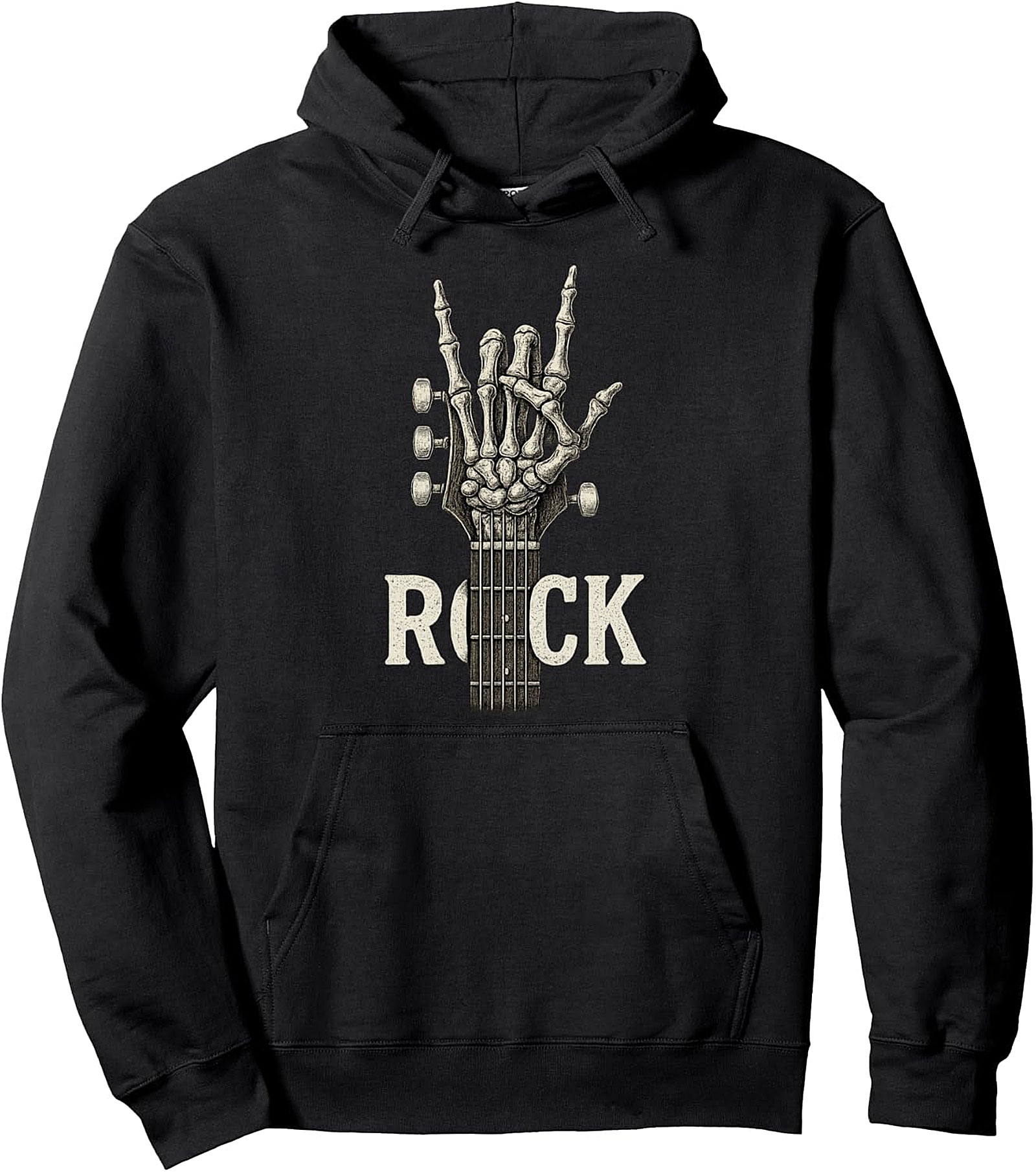 Rock On Skeleton Hand Guitar Hoodie - Rock Band Pullover
