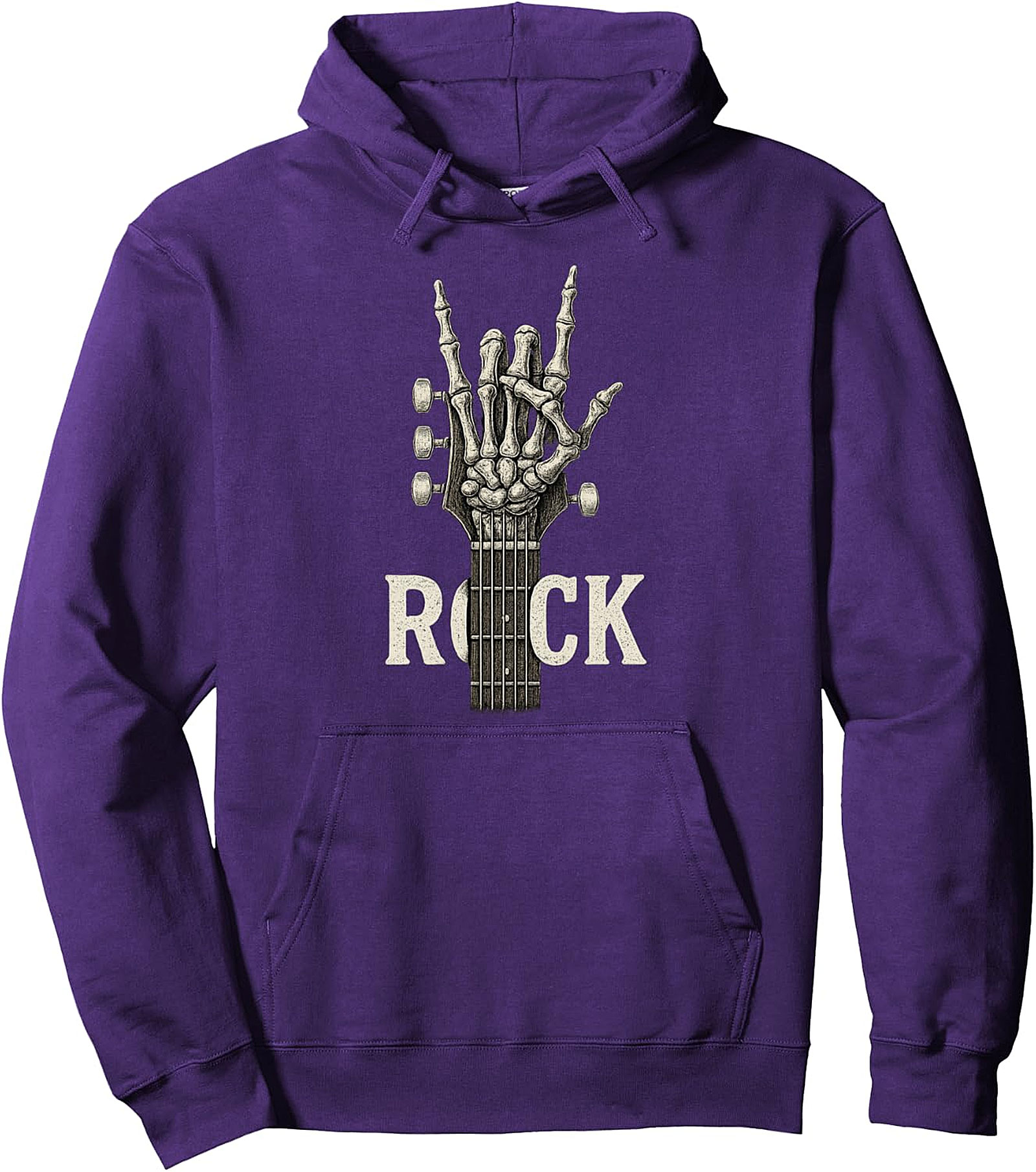  Rock On Skeleton Hand Guitar Hoodie - Rock Band Pullover